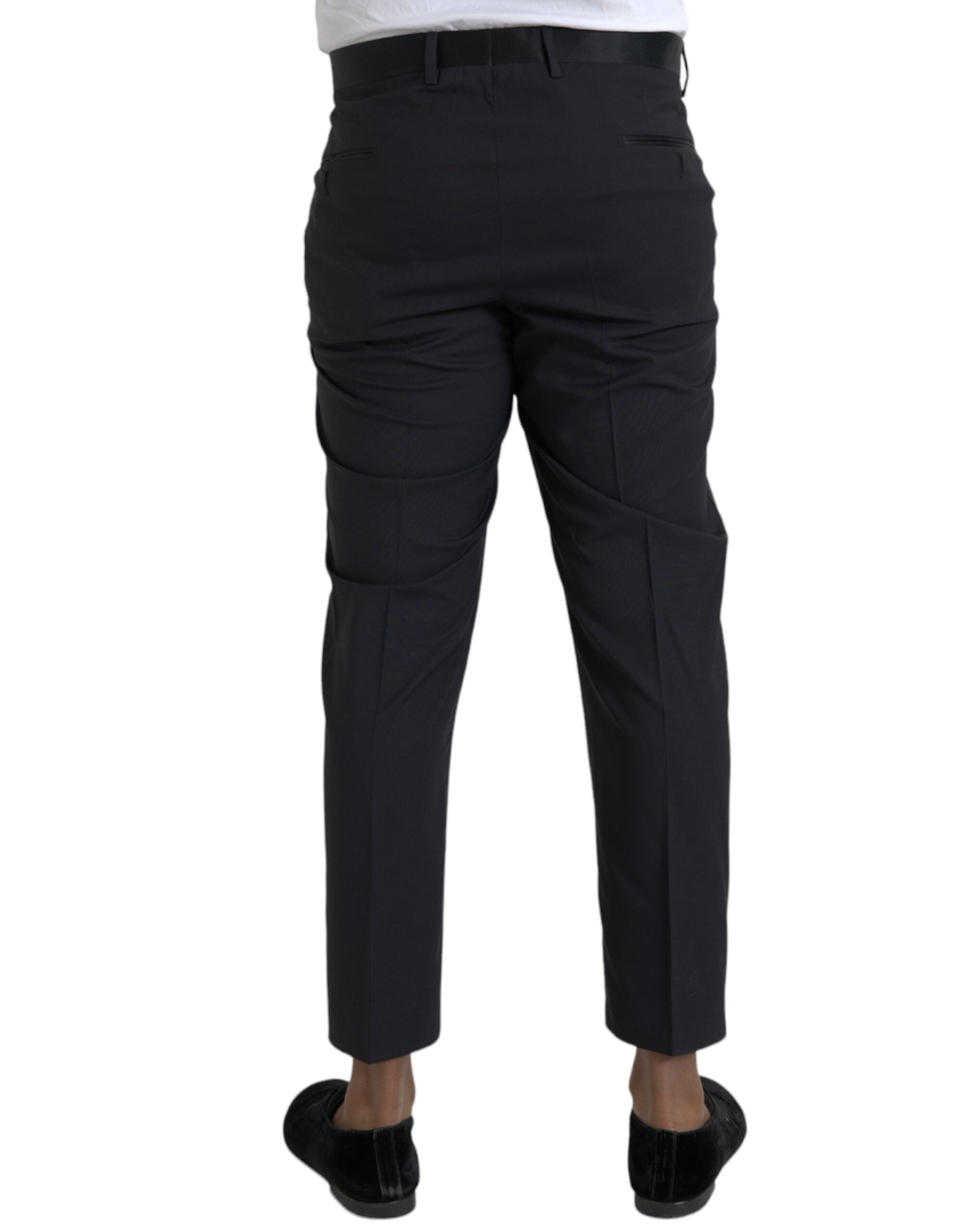 Blue Wool Men Skinny Dress Pants - ventzia