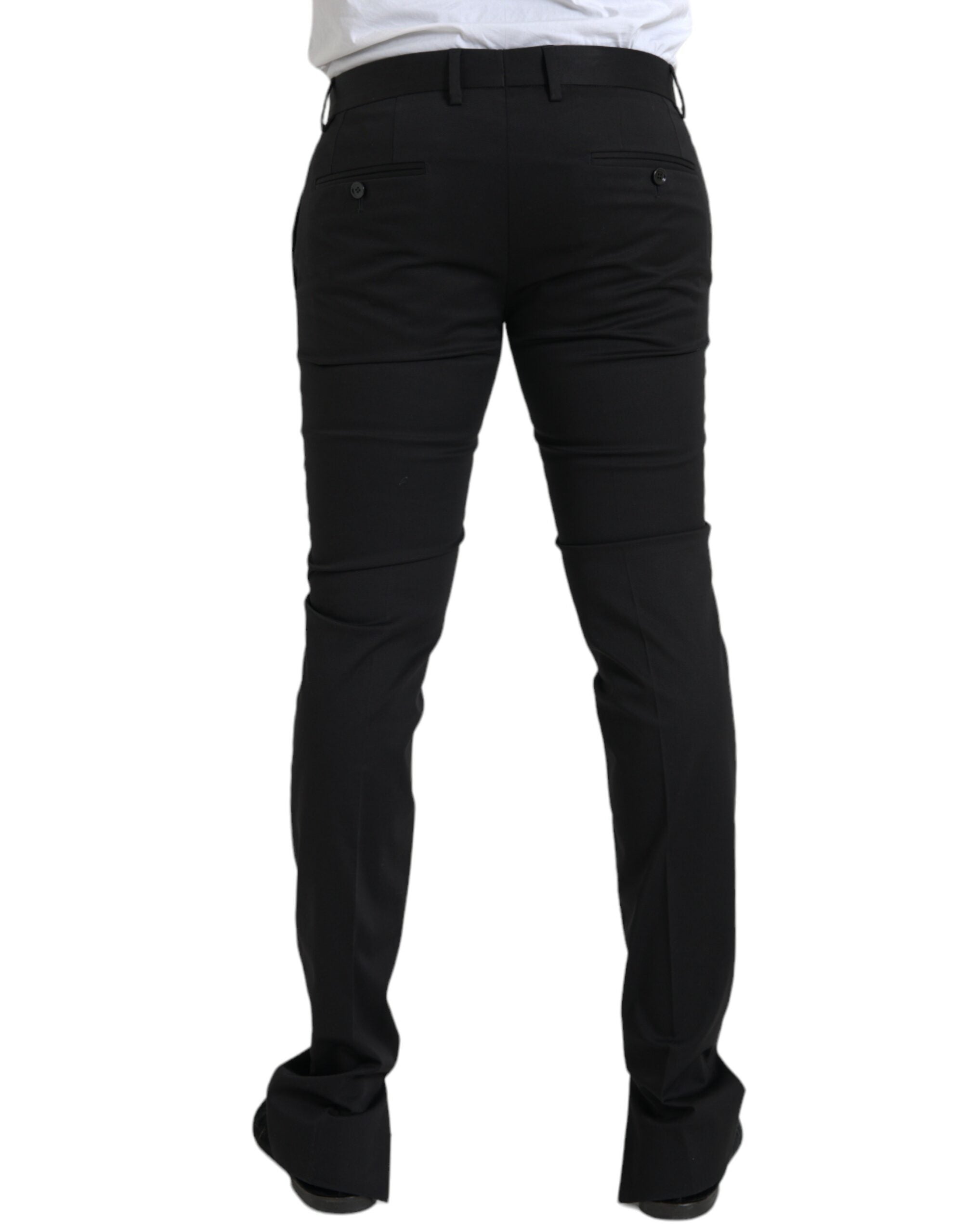 Black Cotton Stretch Skinny Dress Pants - ventzia