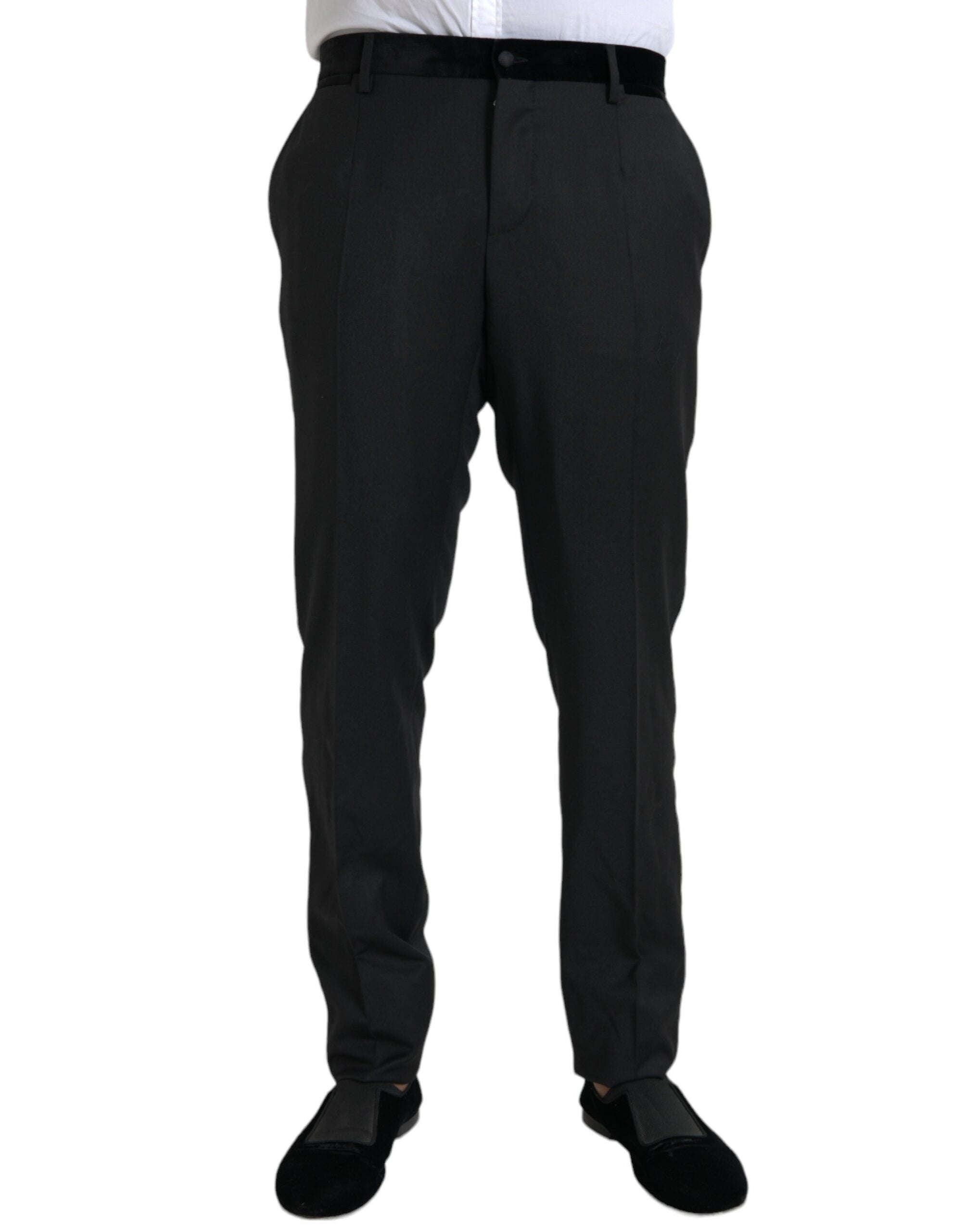Black Silk Men Skinny Dress Pants - ventzia