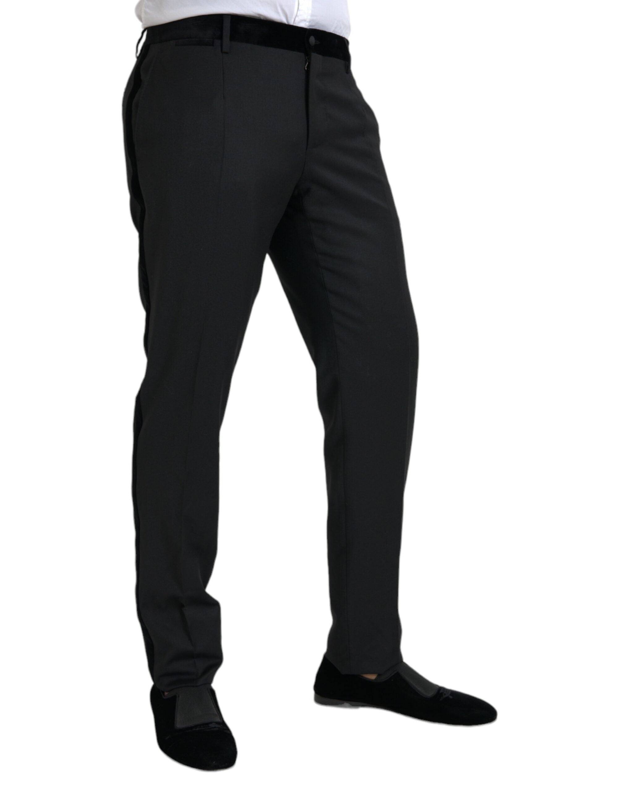 Black Silk Men Skinny Dress Pants - ventzia