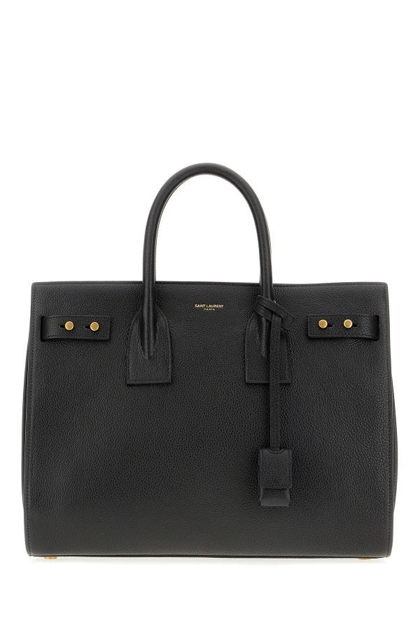 Black Calf Leather Sac De Jour Handbag - ventzia