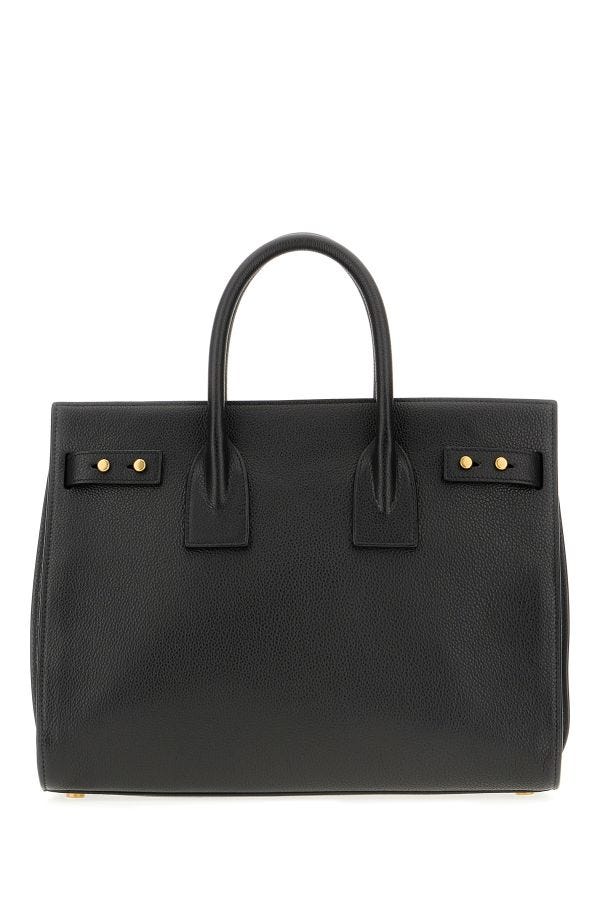 Black Calf Leather Sac De Jour Handbag - ventzia