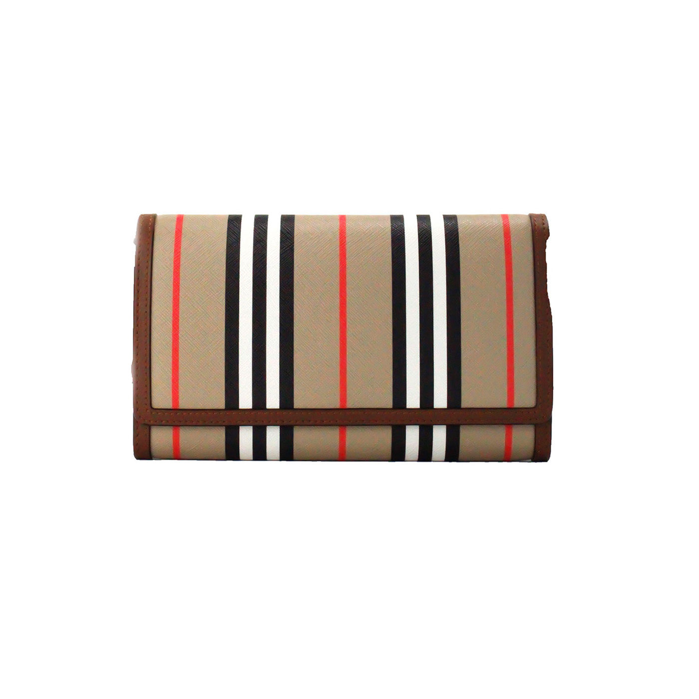 Hannah Icon Stripe Archive Tan E-Canvas Leather Wallet Crossbody Bag - ventzia