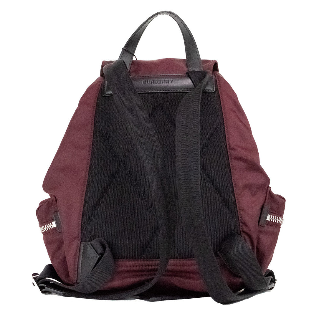 Medium Burgundy Econyl Nylon Rucksack Drawstring Backpack Bookbag - ventzia