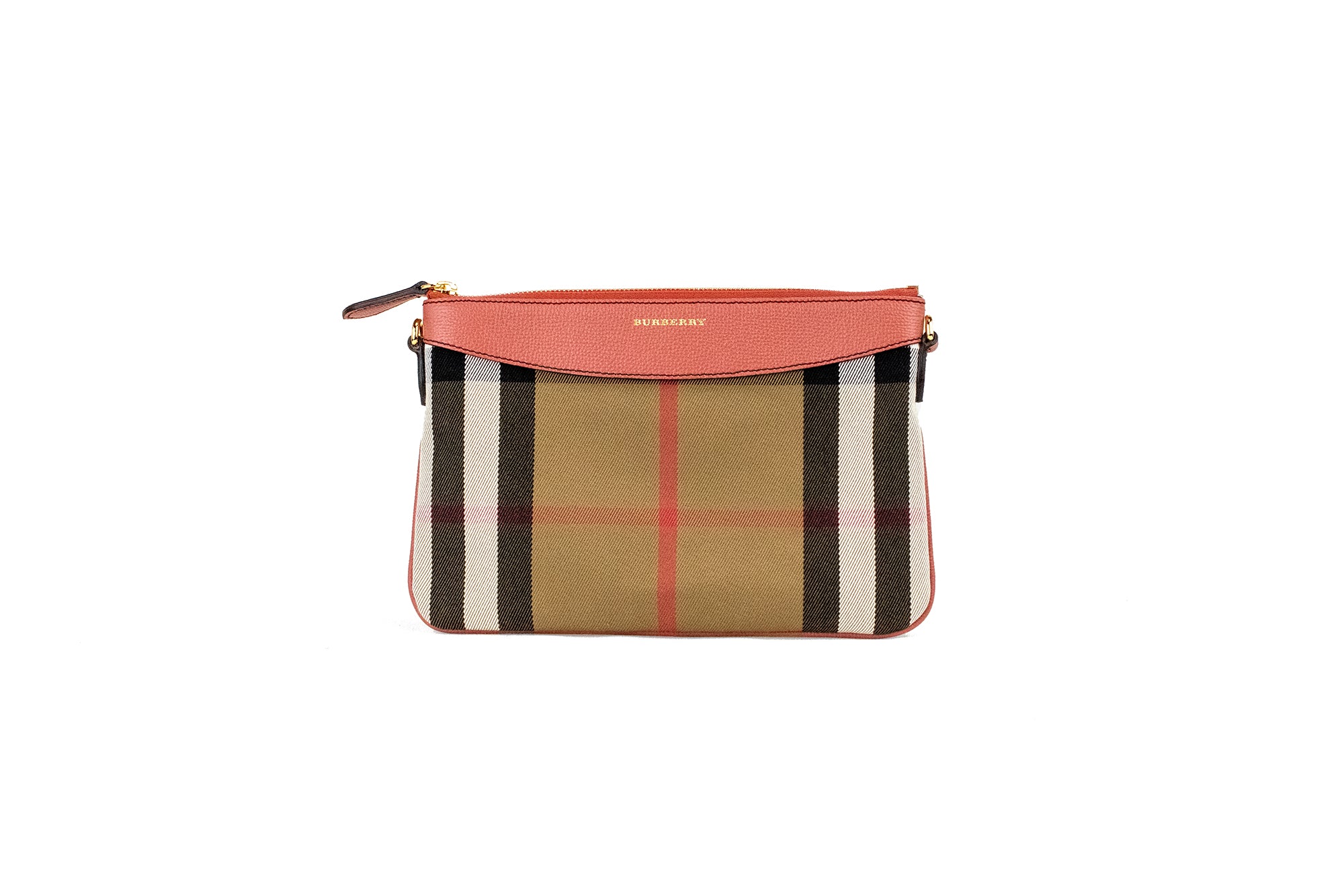 Peyton House Check Derby Cinnamon Red Grain Leather Pouch Crossbody Bag - ventzia