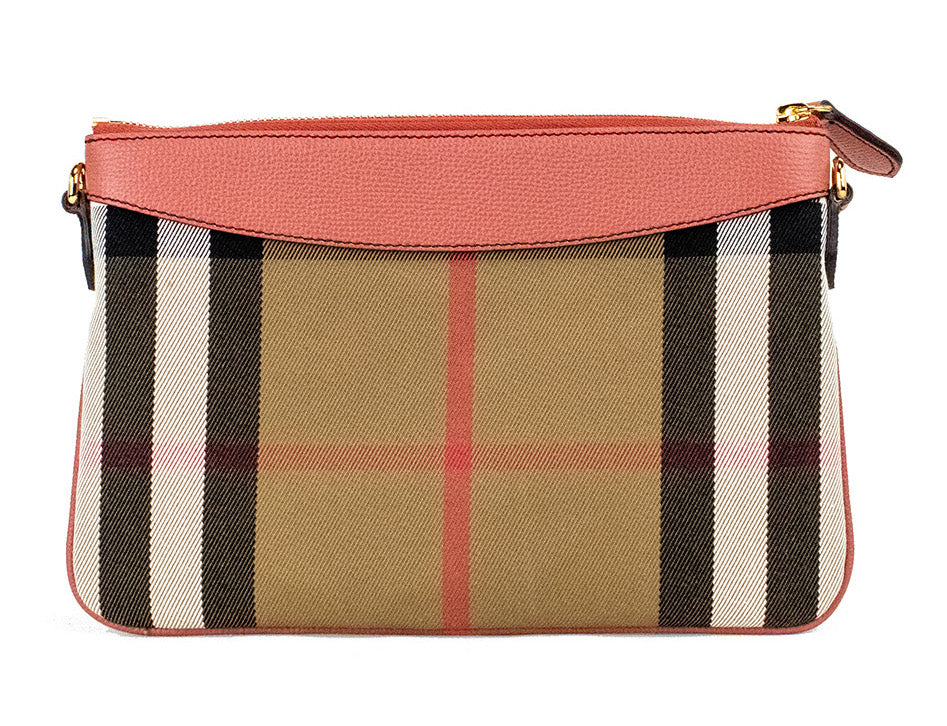 Peyton House Check Derby Cinnamon Red Grain Leather Pouch Crossbody Bag - ventzia