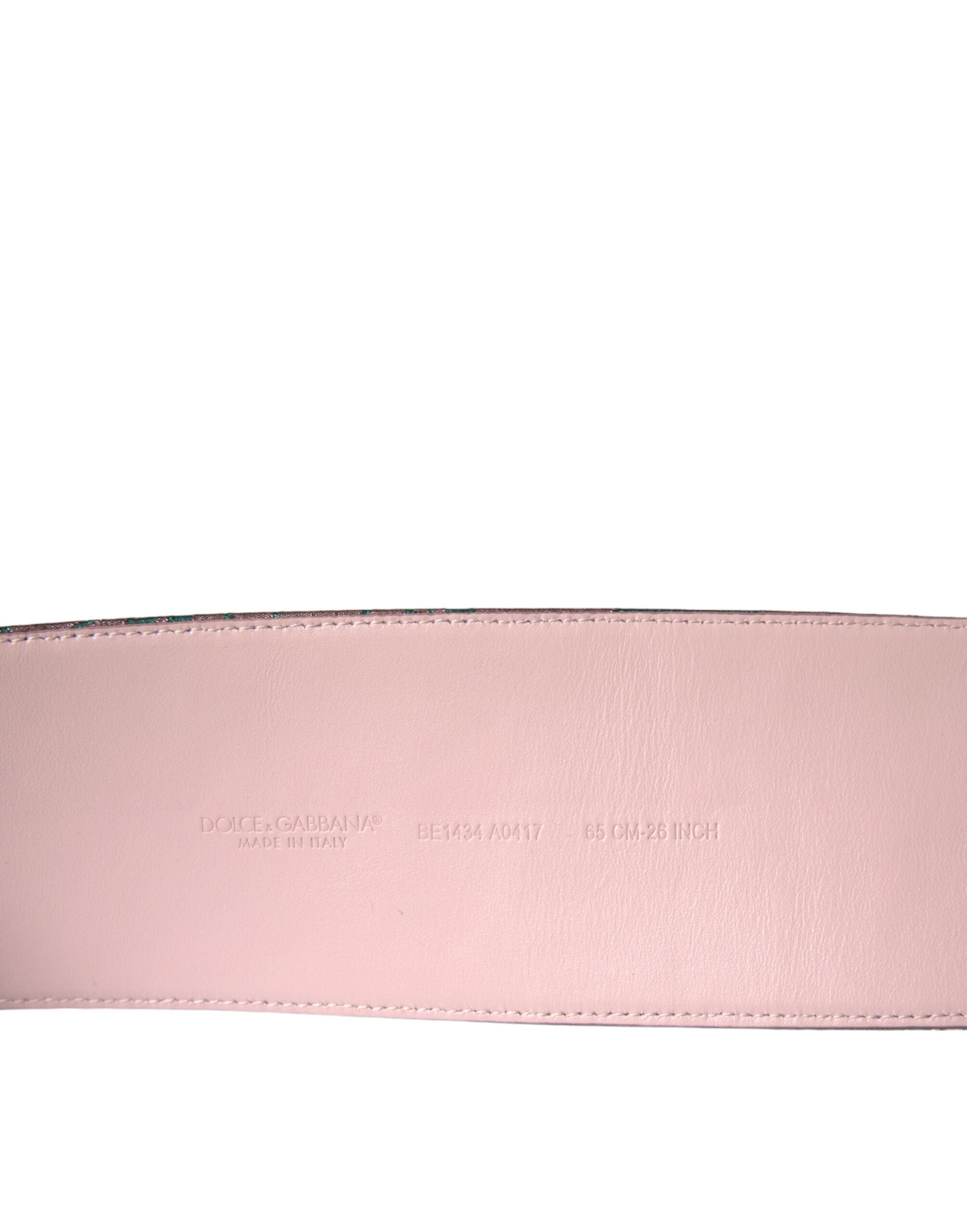 Multicolor Floral Jacquard Lurex Gold Buckle Belt - ventzia