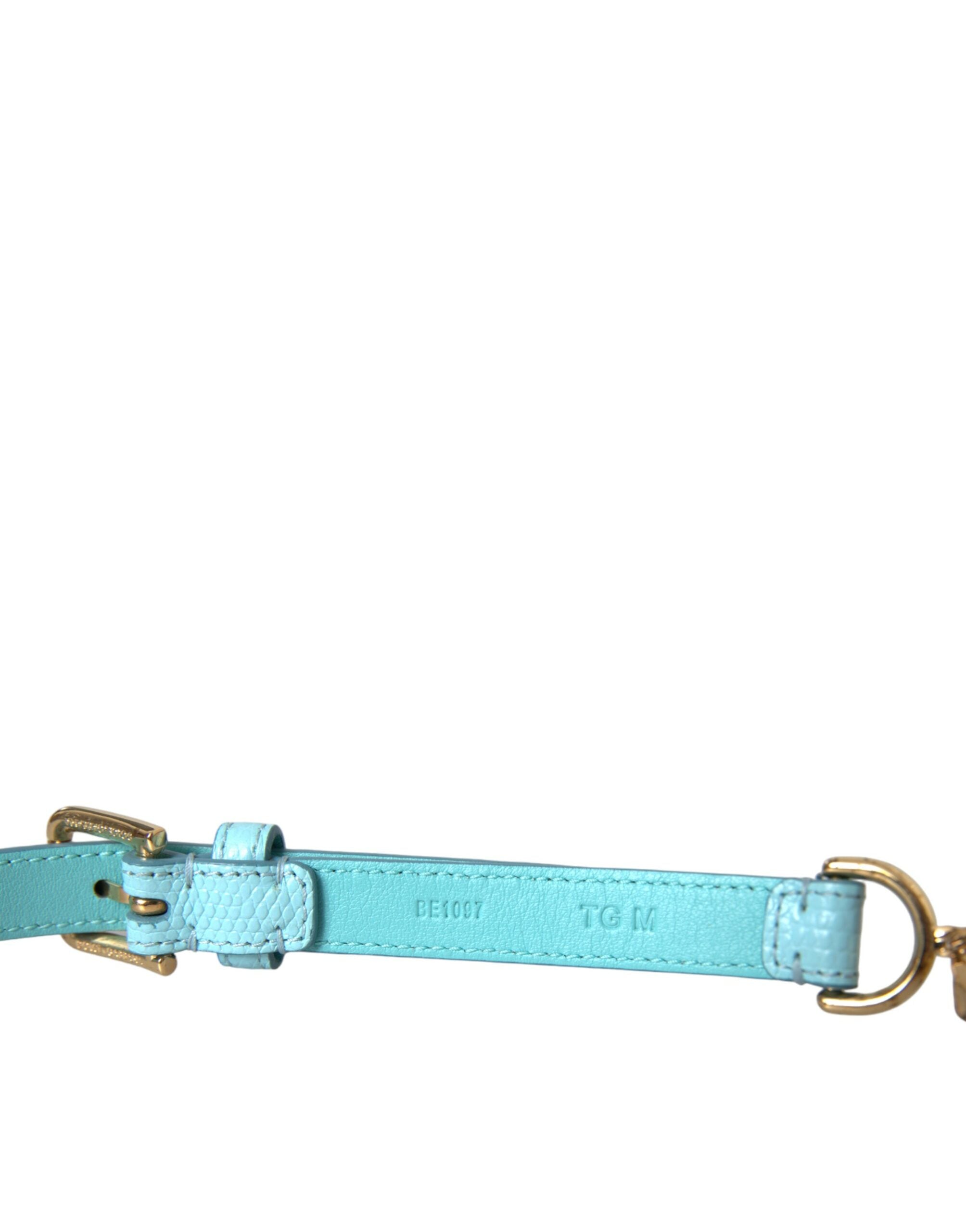 Light Blue Leather Crystal Chain Waist Belt - ventzia