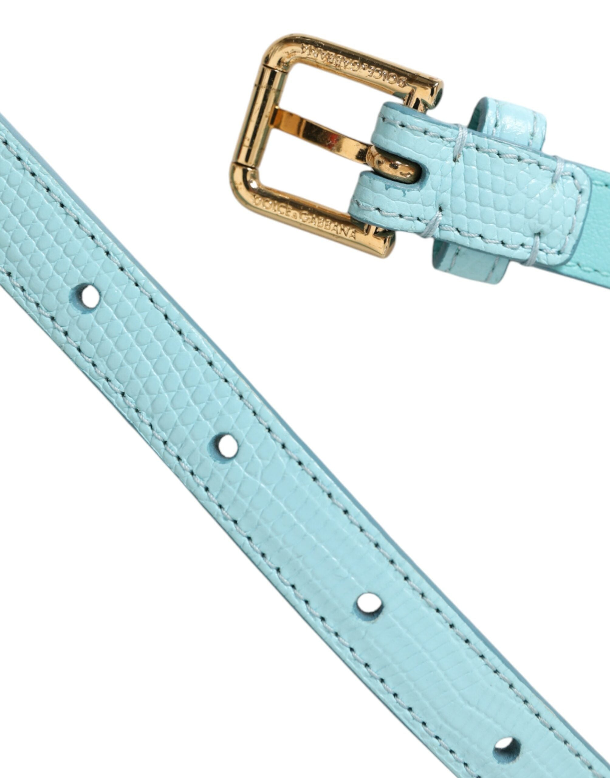 Light Blue Leather Crystal Chain Waist Belt - ventzia