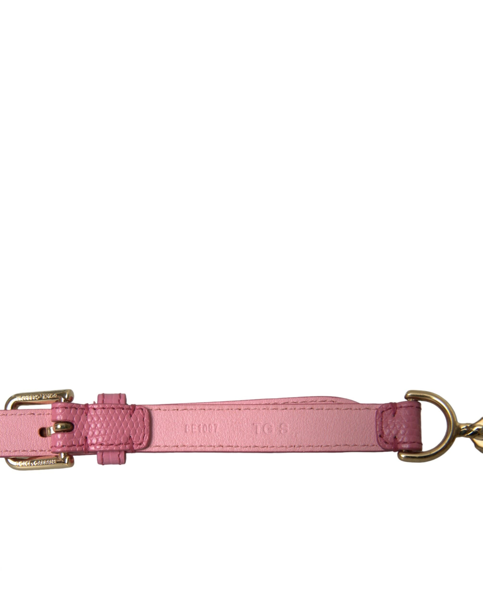 Pink Leather Crystal Chain Embellished Belt - ventzia
