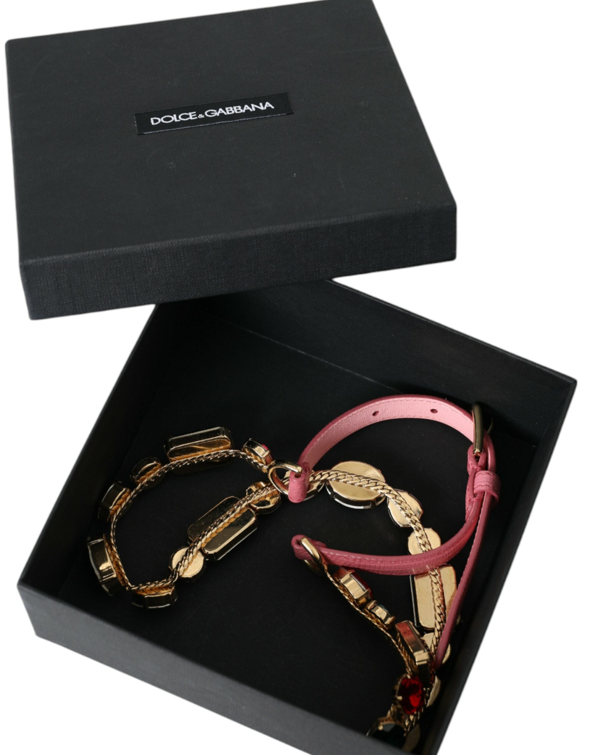Pink Leather Crystal Chain Embellished Belt - ventzia