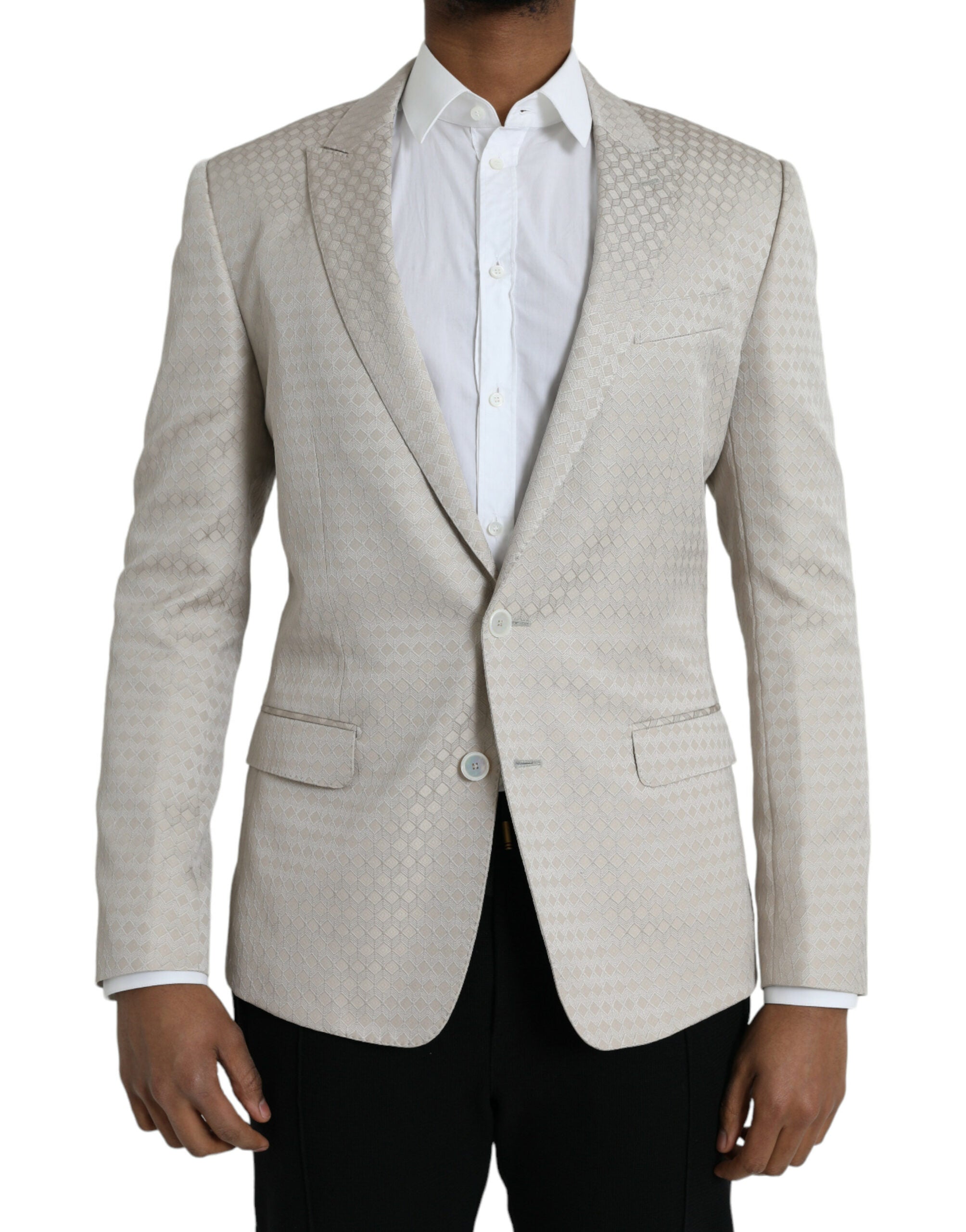 Beige MARTINI Single Breasted Coat Blazer - ventzia