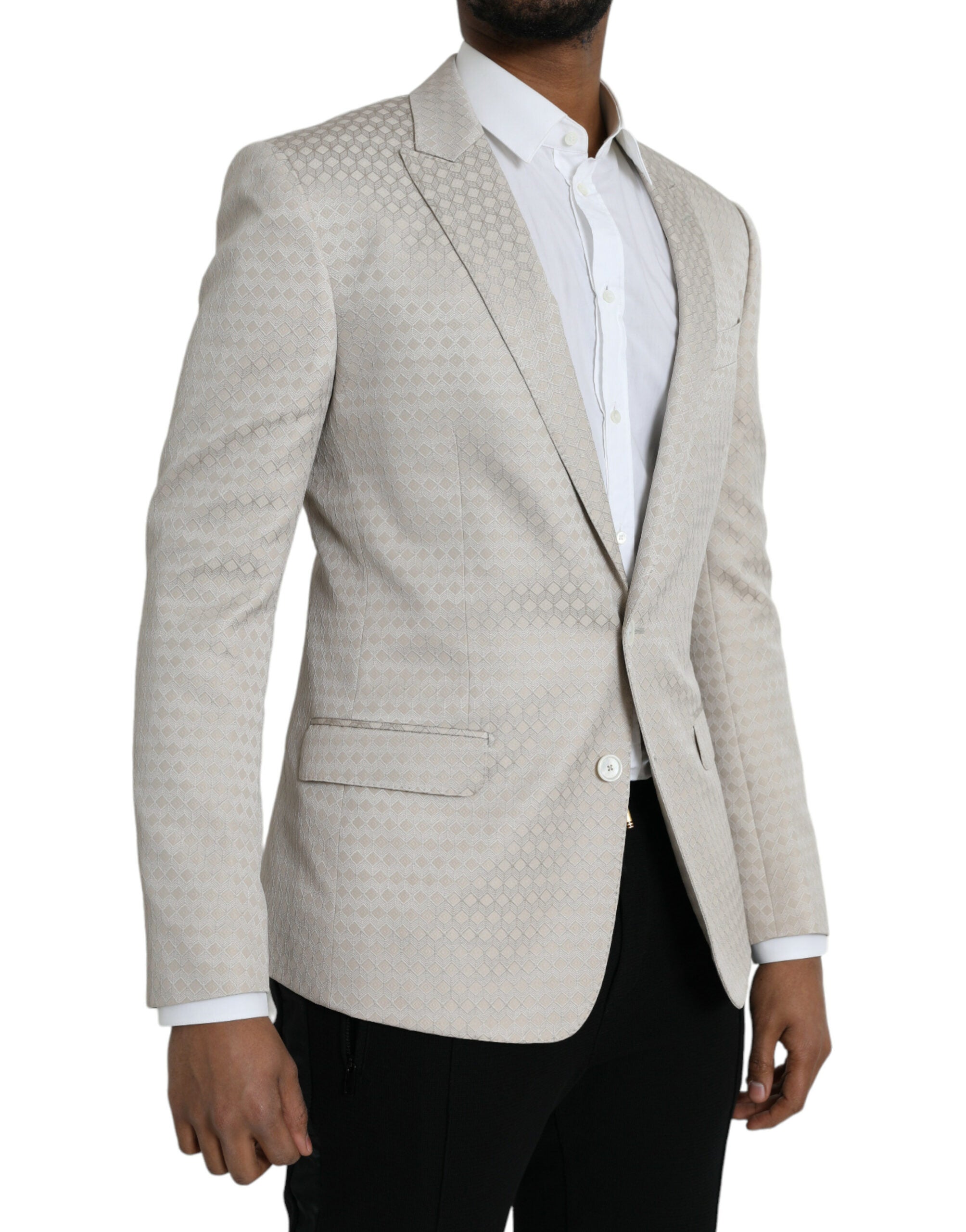 Beige MARTINI Single Breasted Coat Blazer - ventzia