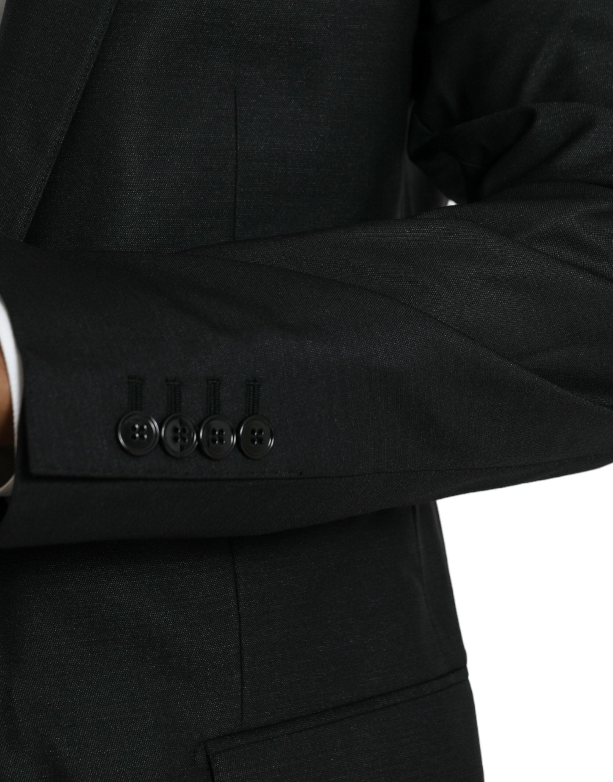 Black Wool Notch SingleBreasted Coat Blazer - ventzia