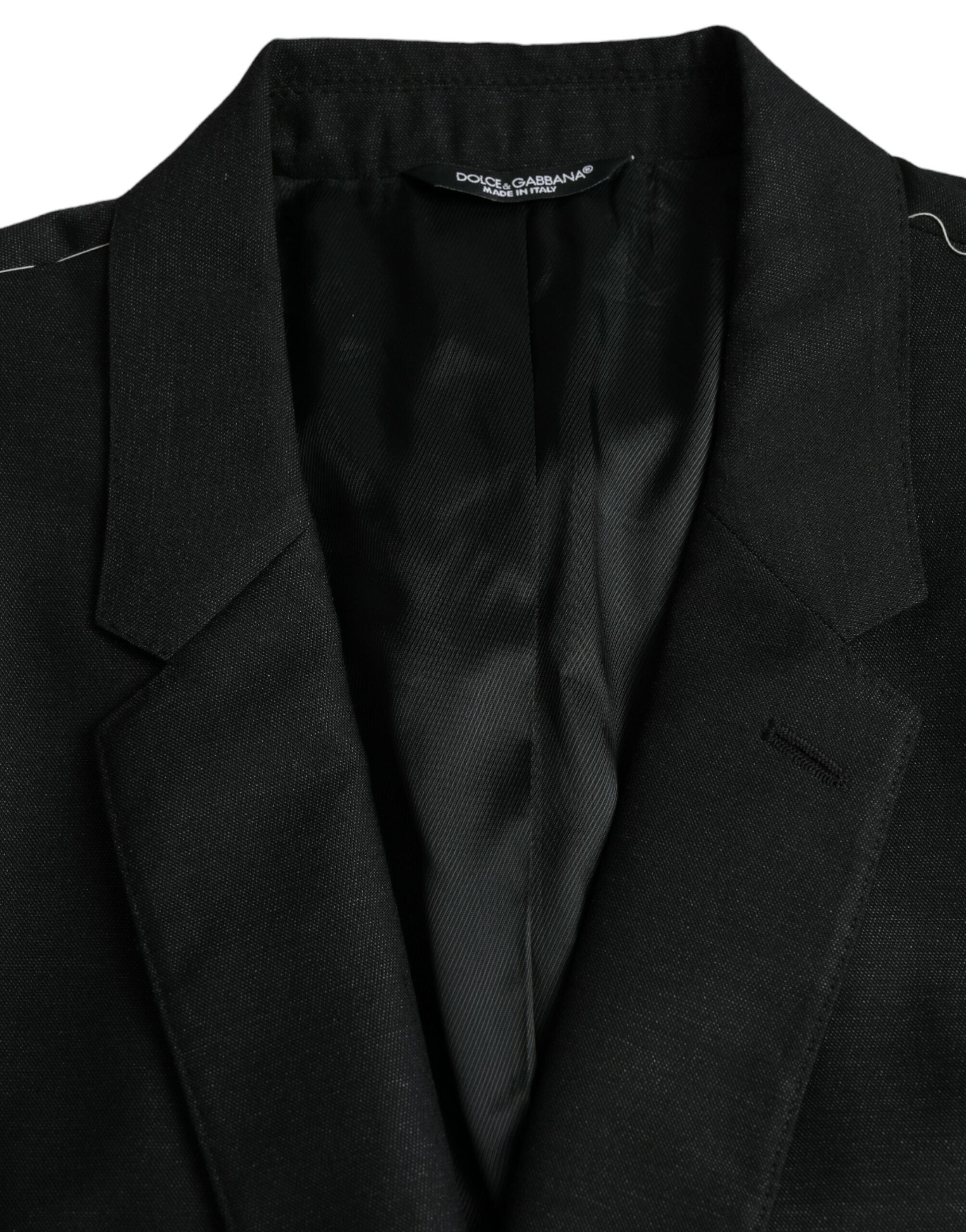 Black Wool Notch SingleBreasted Coat Blazer - ventzia