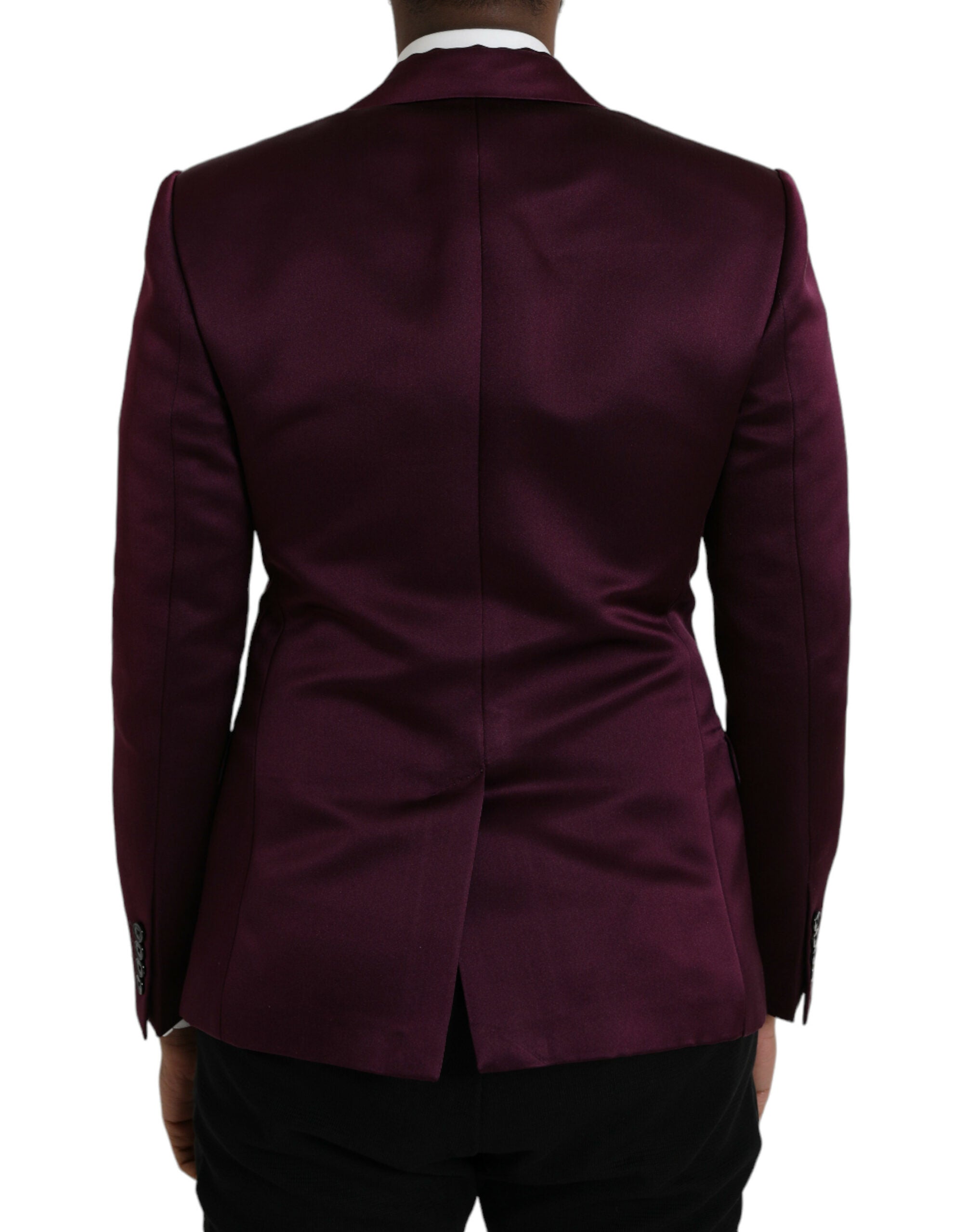 Maroon Silk Single Breasted Coat Blazer - ventzia