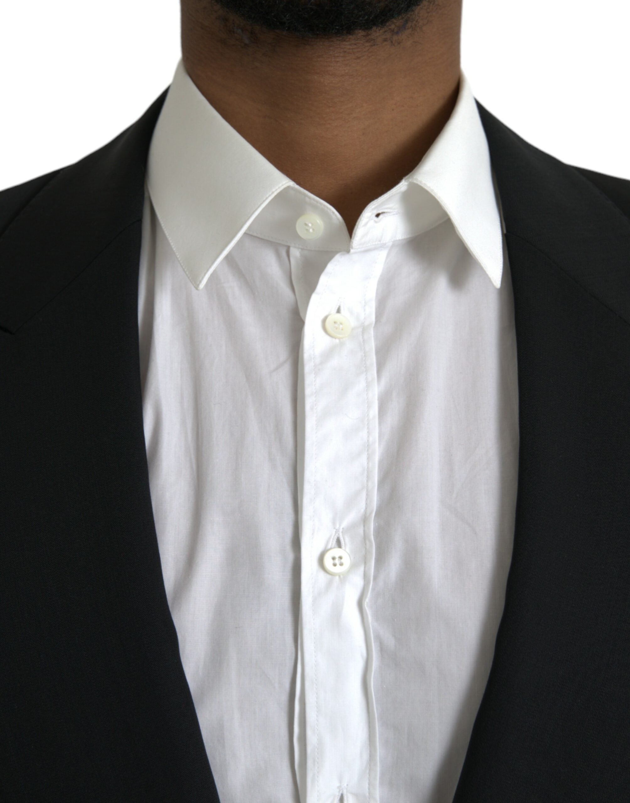 Black Wool Peak Single Breasted Coat Blazer - ventzia