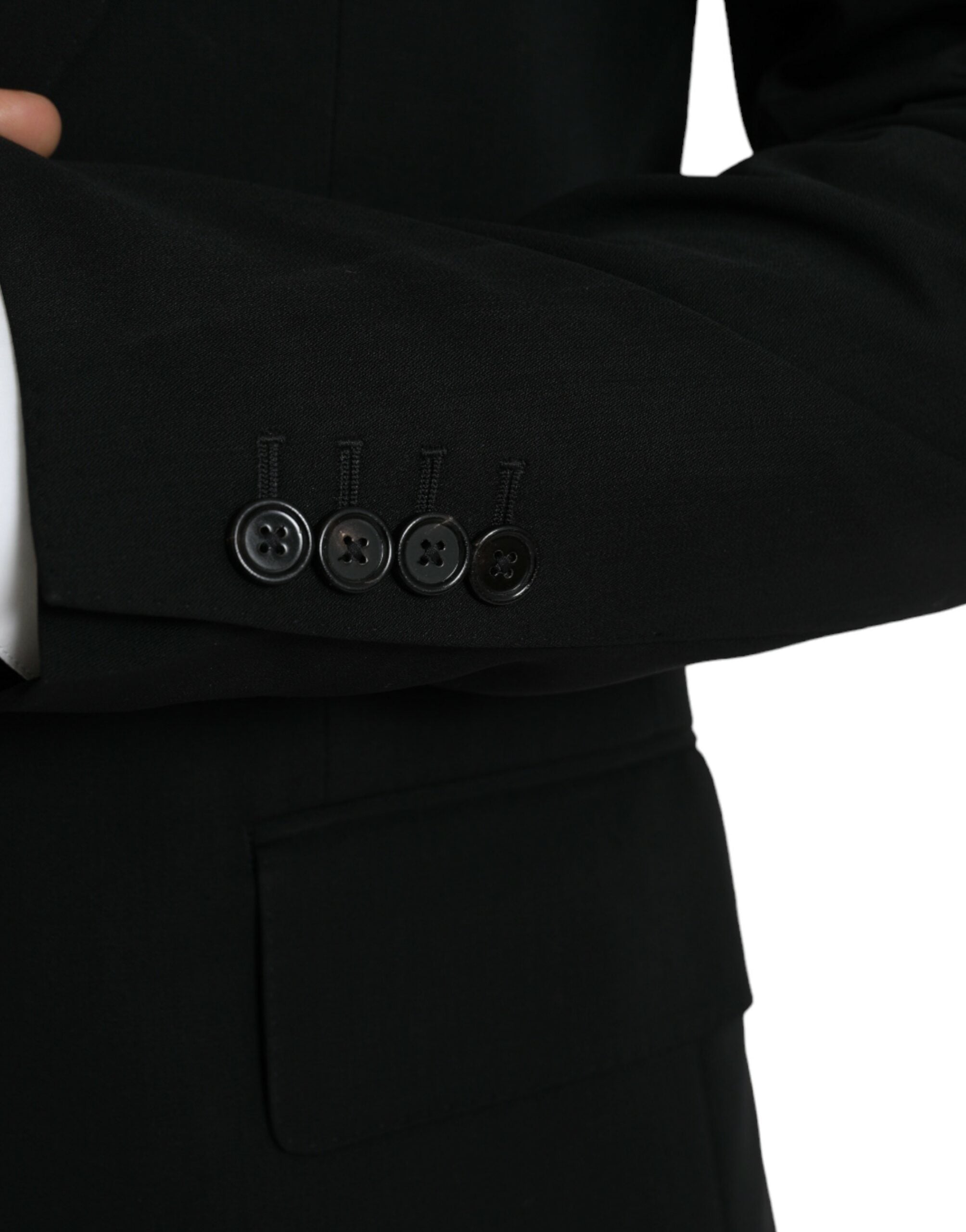 Black Wool Peak Single Breasted Coat Blazer - ventzia