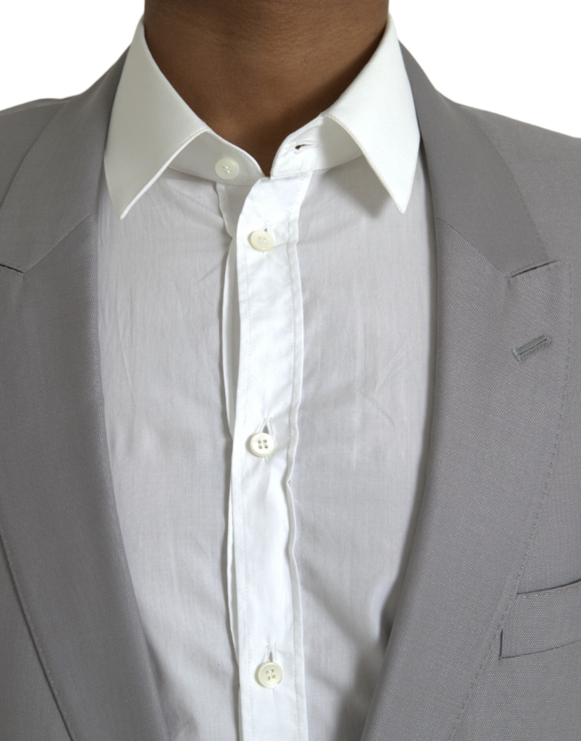 Gray Wool Peak Single Breasted Coat Blazer - ventzia