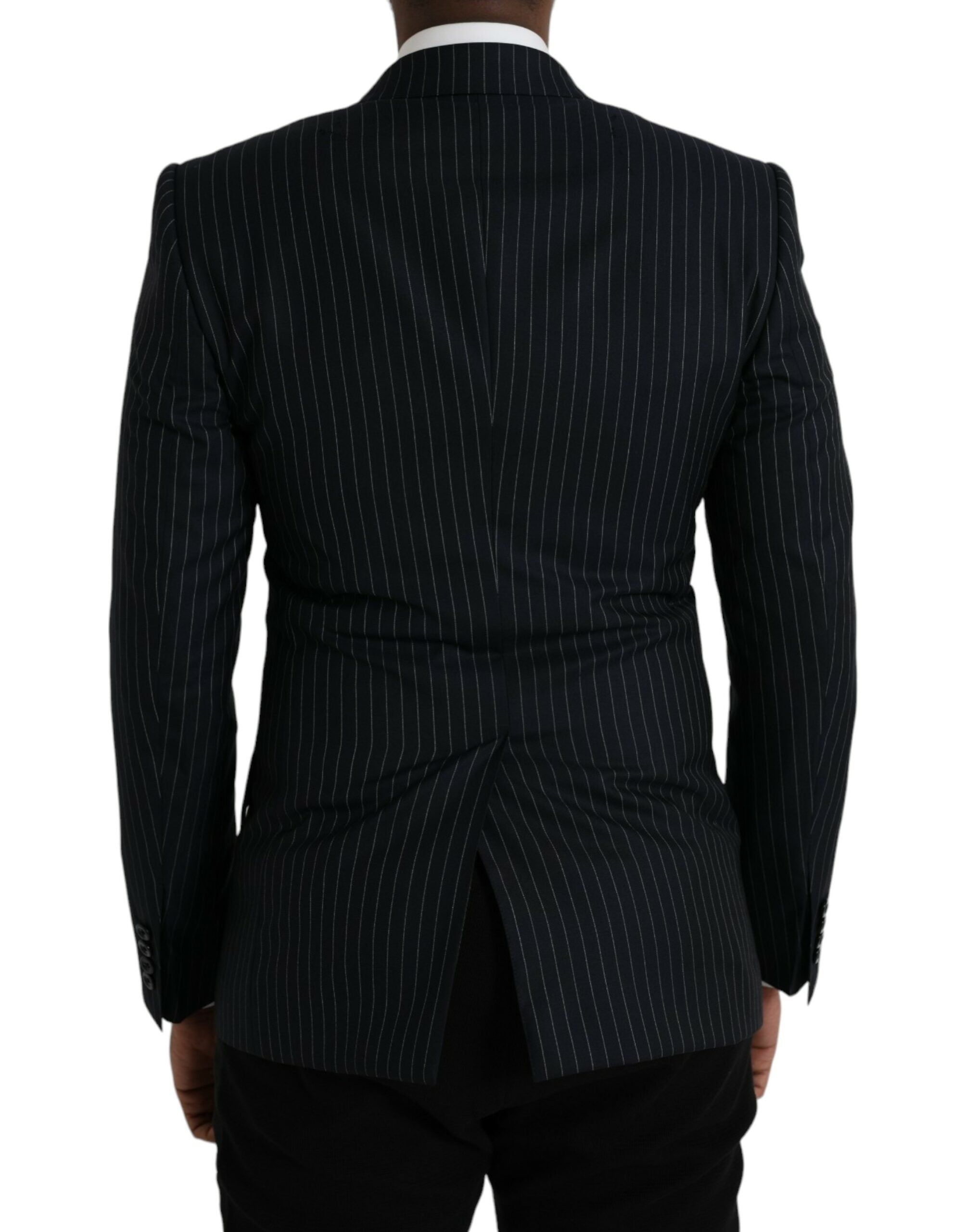 Black Stripe SICILIA Double Breasted Coat Blazer - ventzia