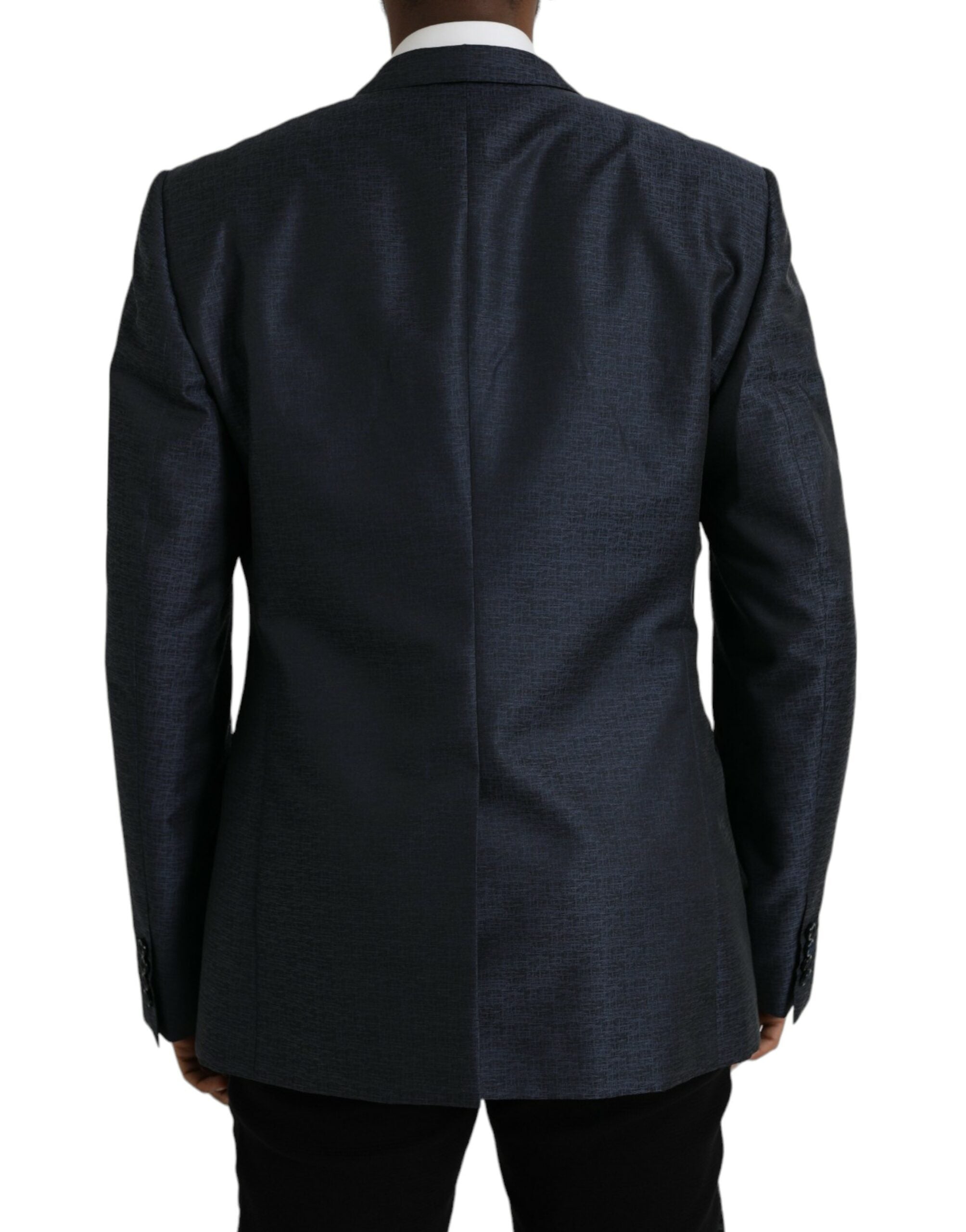 Blue Wool GOLD Single Breasted Coat Blazer - ventzia