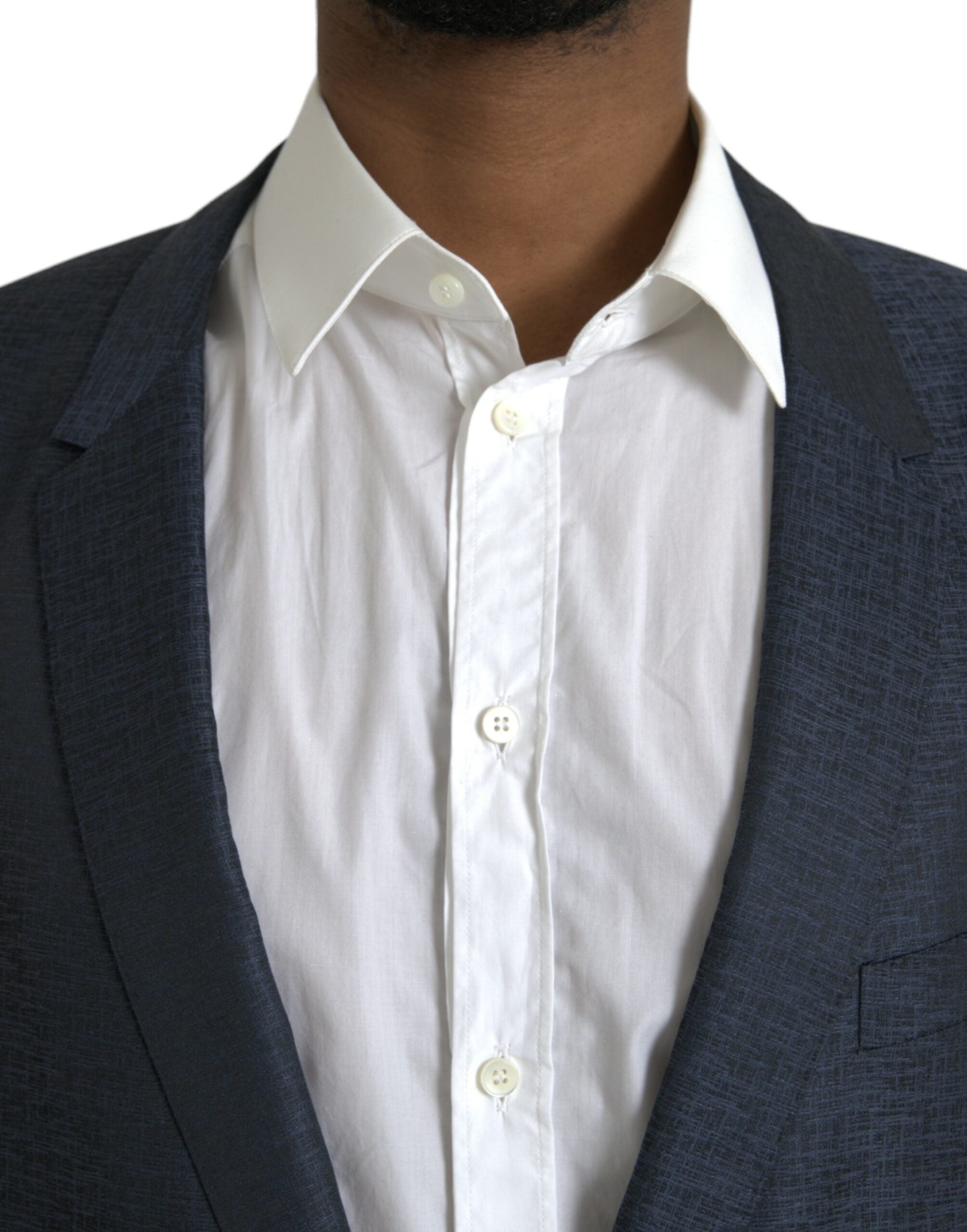 Blue Wool GOLD Single Breasted Coat Blazer - ventzia