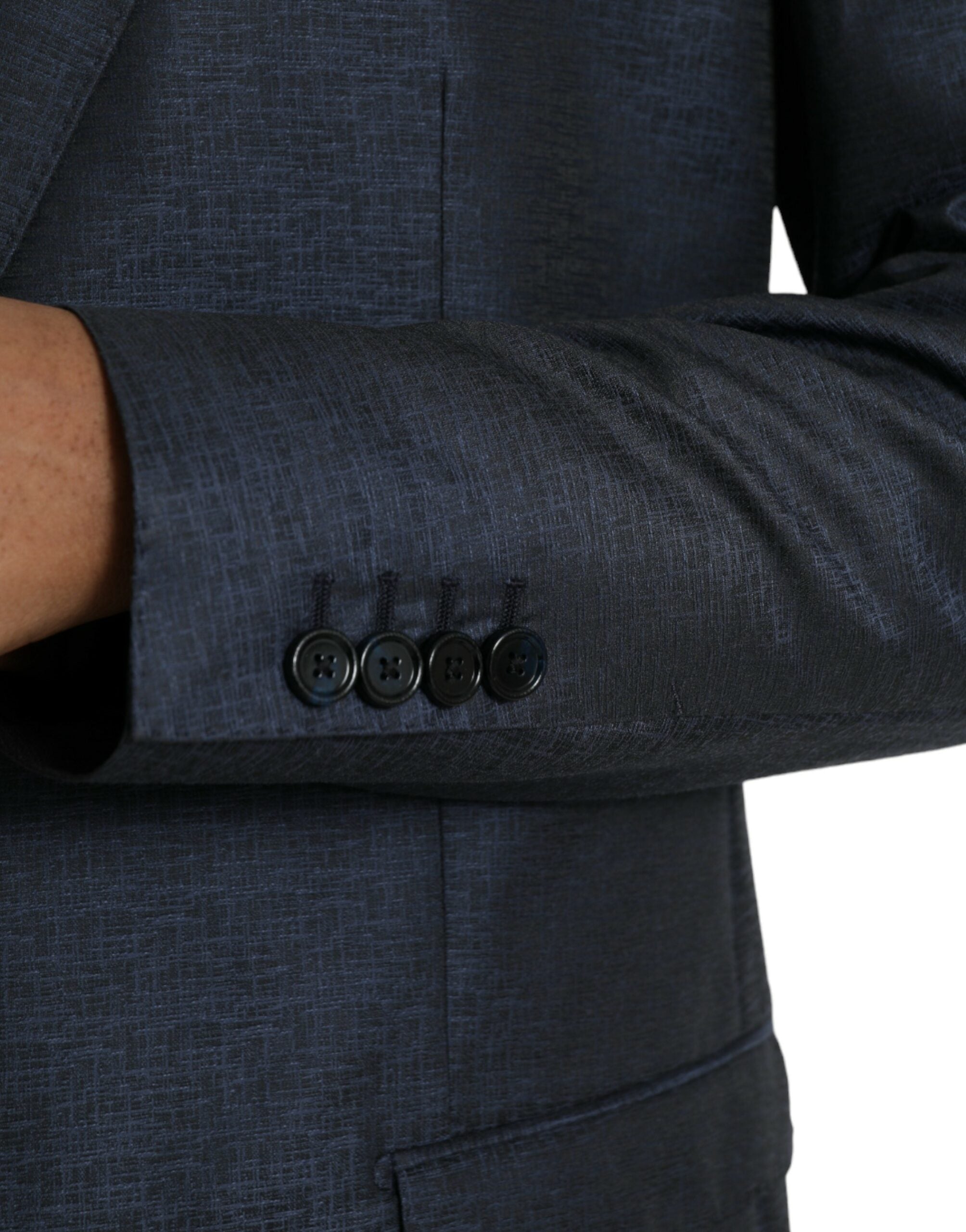 Blue Wool GOLD Single Breasted Coat Blazer - ventzia