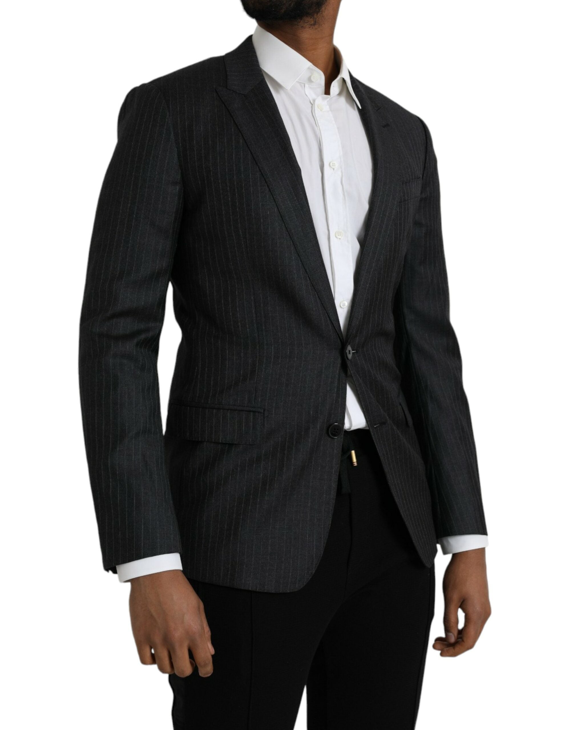 Black Stripe MARTINI Single Breasted Coat Blazer - ventzia