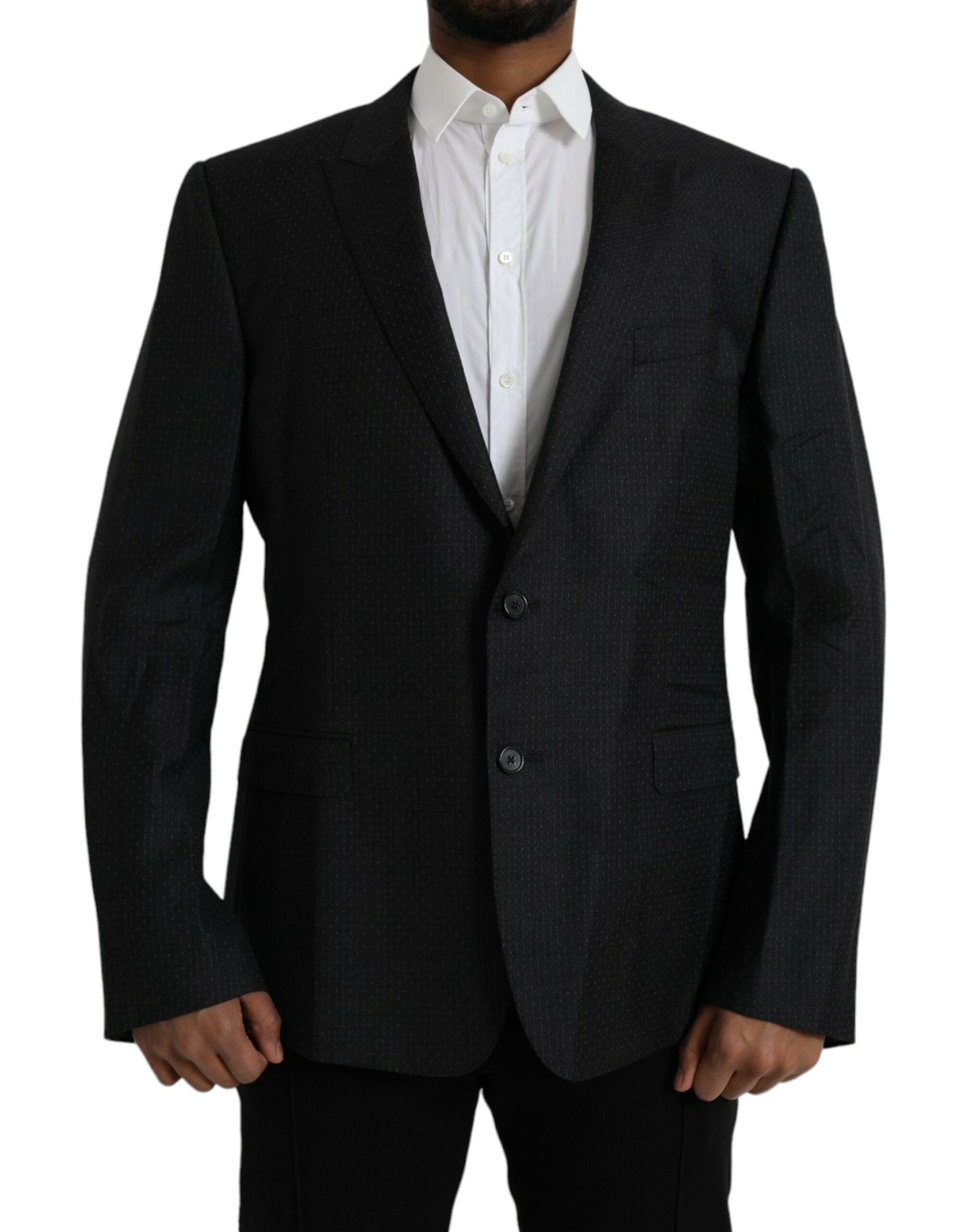 Black Wool MARTINI Single Breasted Coat Blazer - ventzia