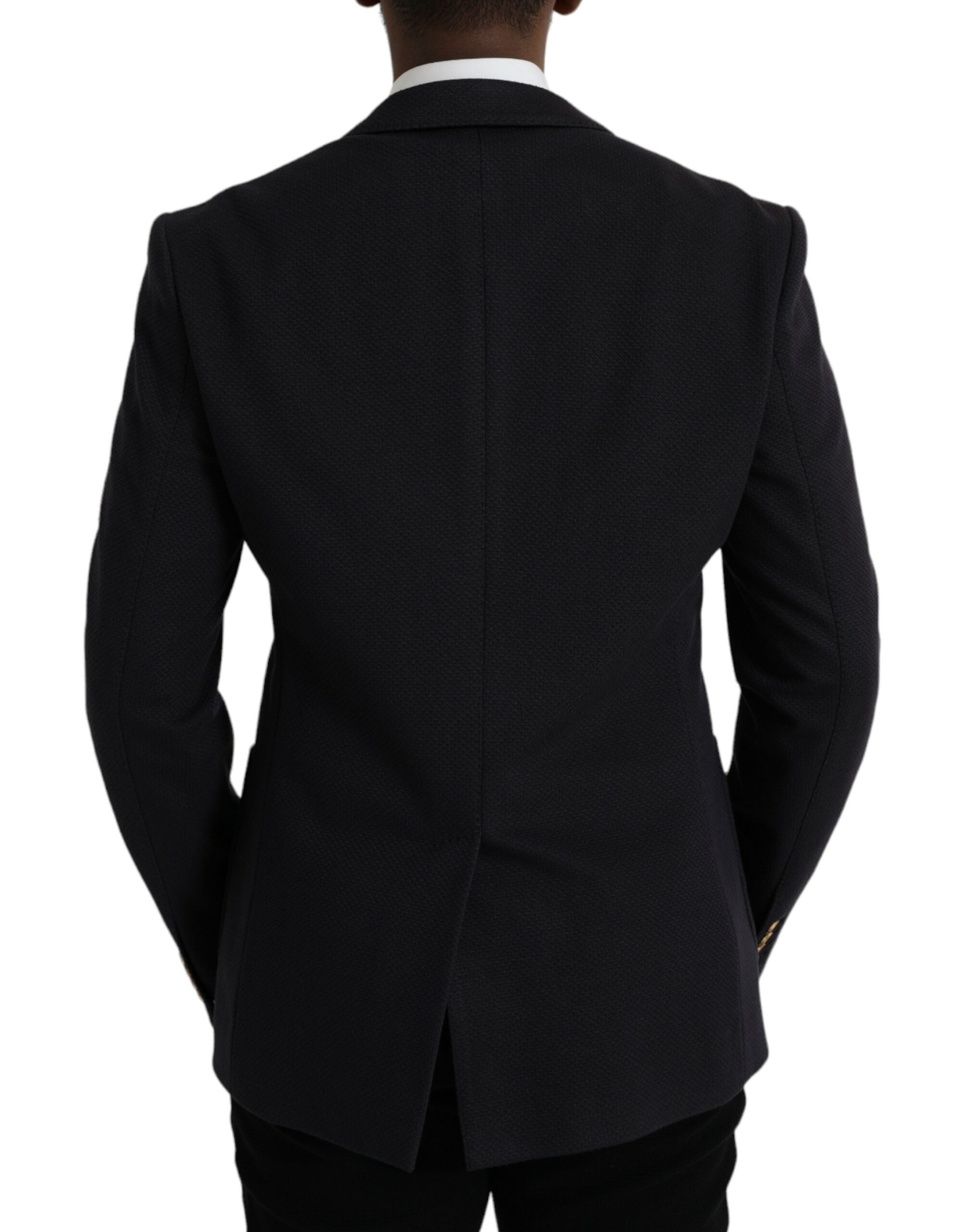 Dark Blue Crown Bee Double Breasted Blazer - ventzia