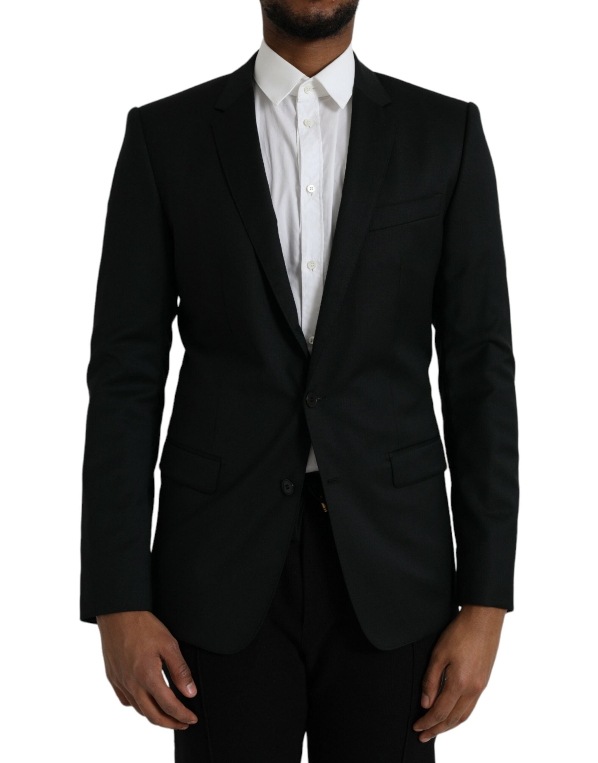 Black Wool MARTINI Single Breasted Blazer - ventzia