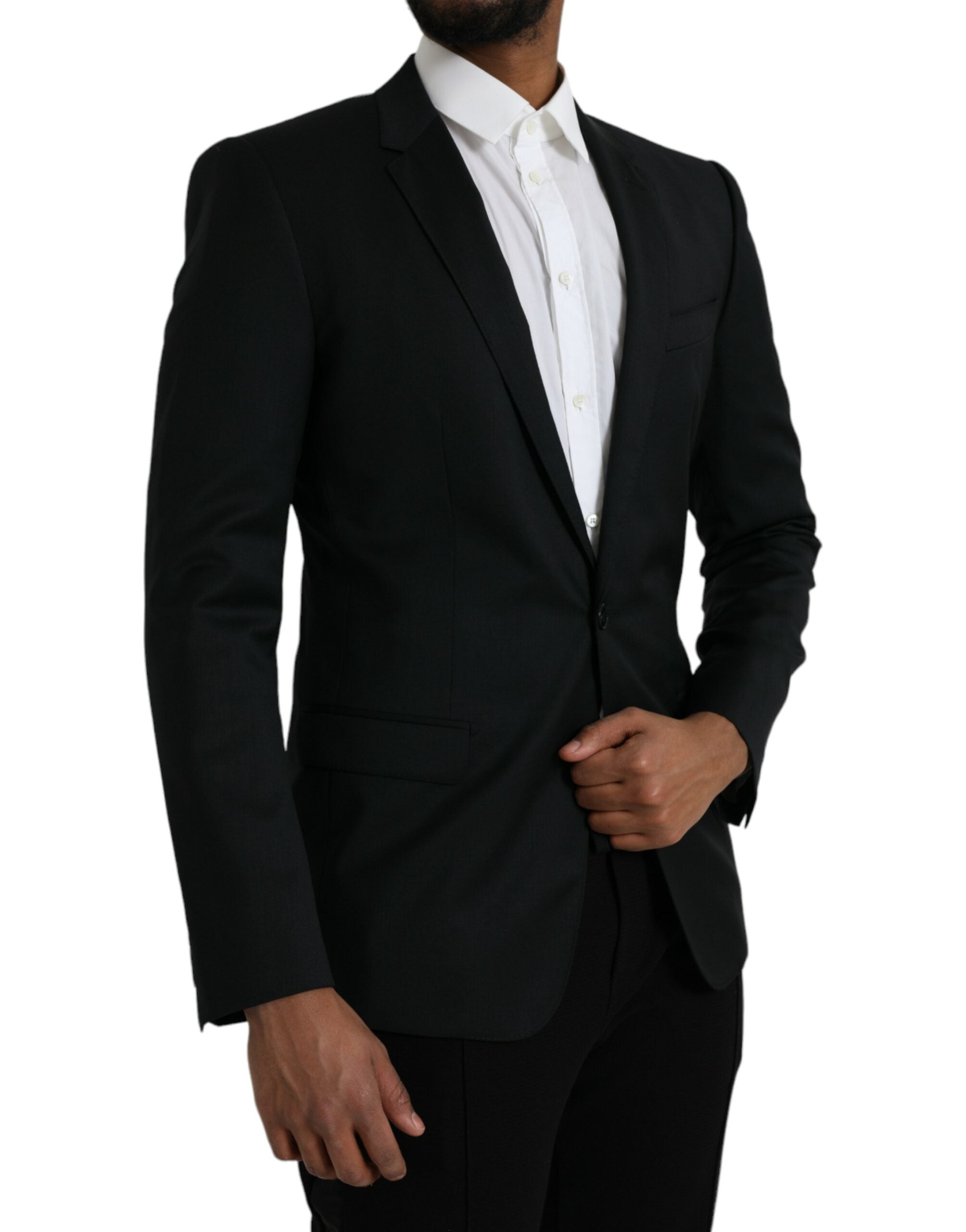 Black Wool MARTINI Single Breasted Blazer - ventzia