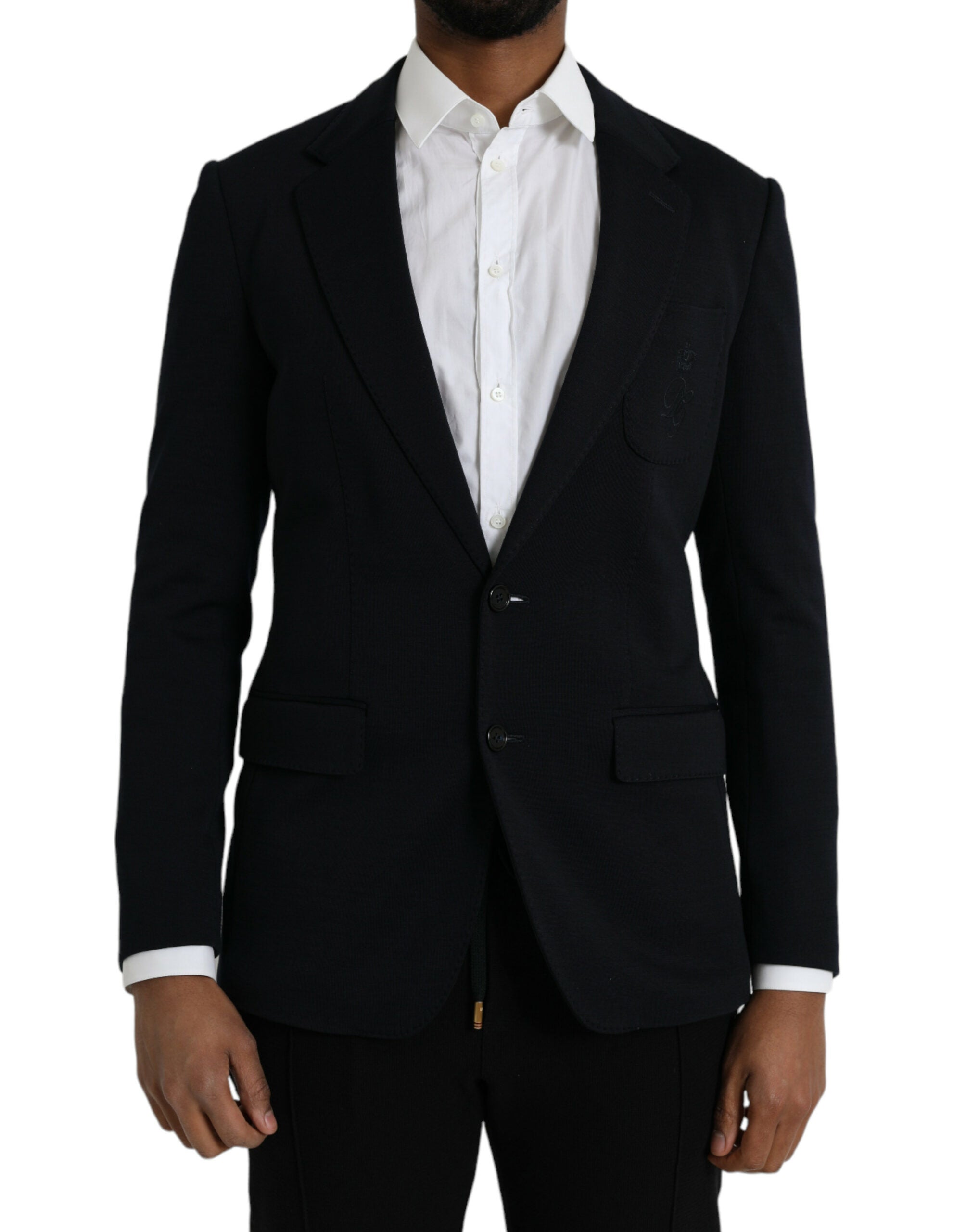 Black Wool Notch Single Breasted Coat Blazer - ventzia