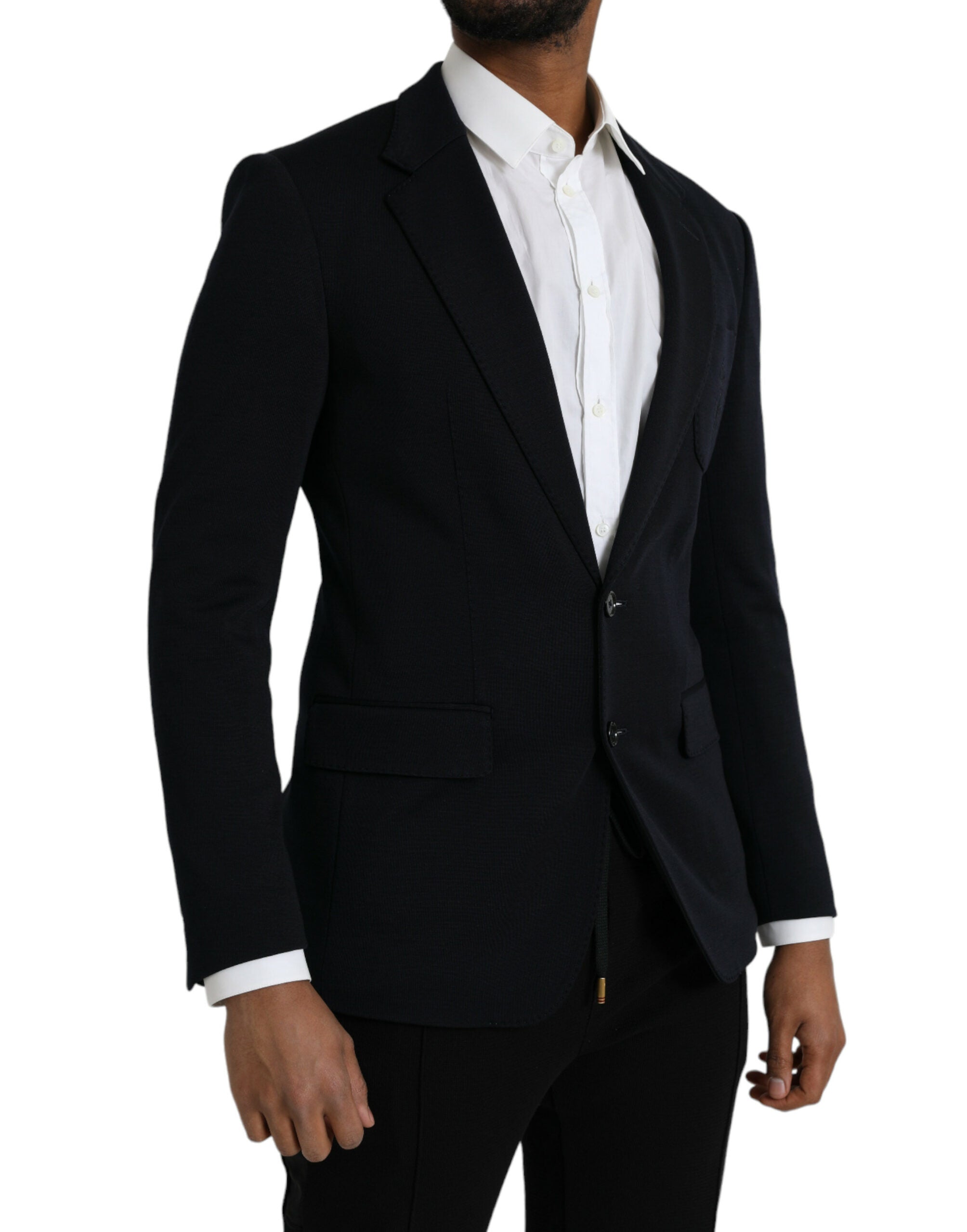 Black Wool Notch Single Breasted Coat Blazer - ventzia