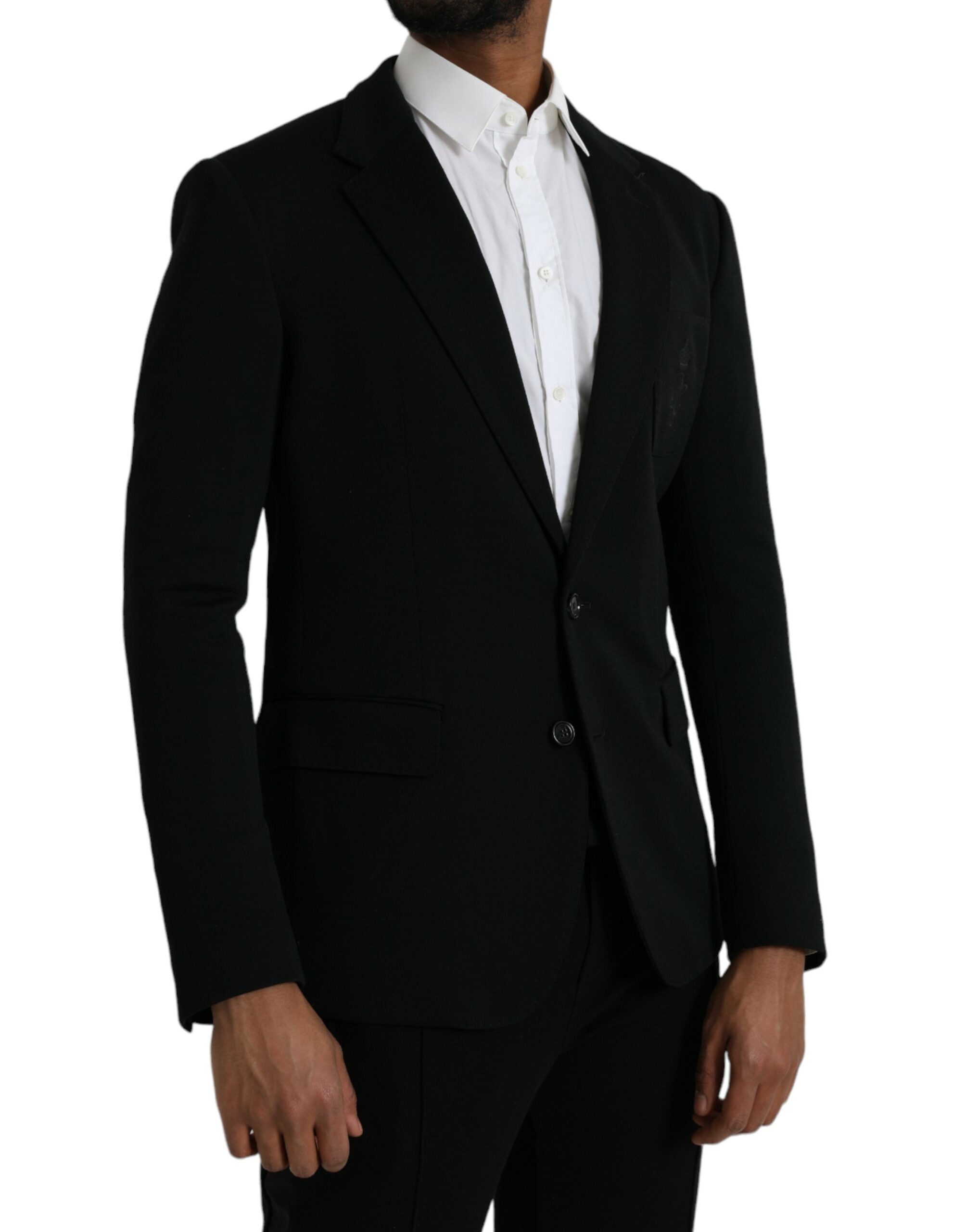Black Wool Notch Single Breasted Coat Blazer - ventzia