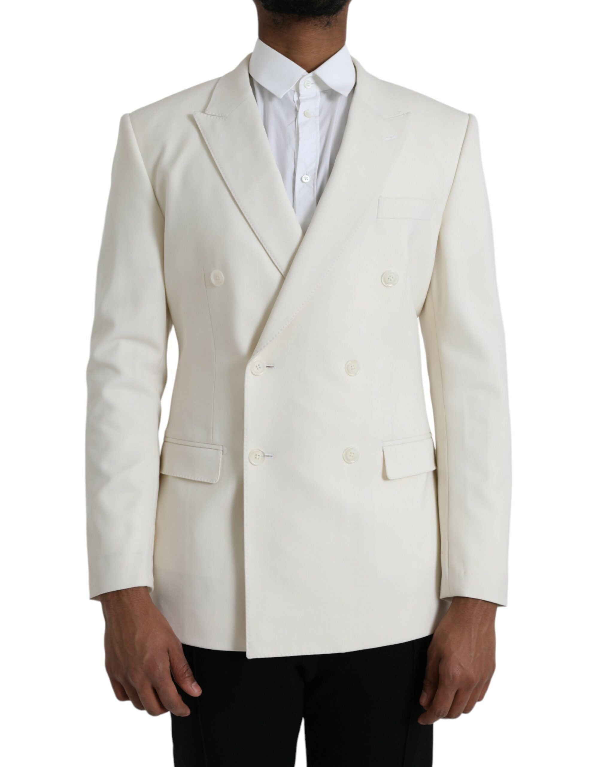 White Wool MARTINI Double Breasted Blazer - ventzia