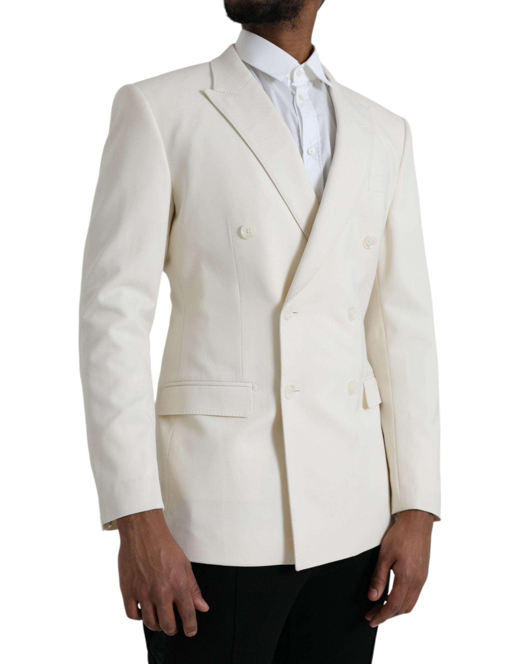 White Wool MARTINI Double Breasted Blazer - ventzia