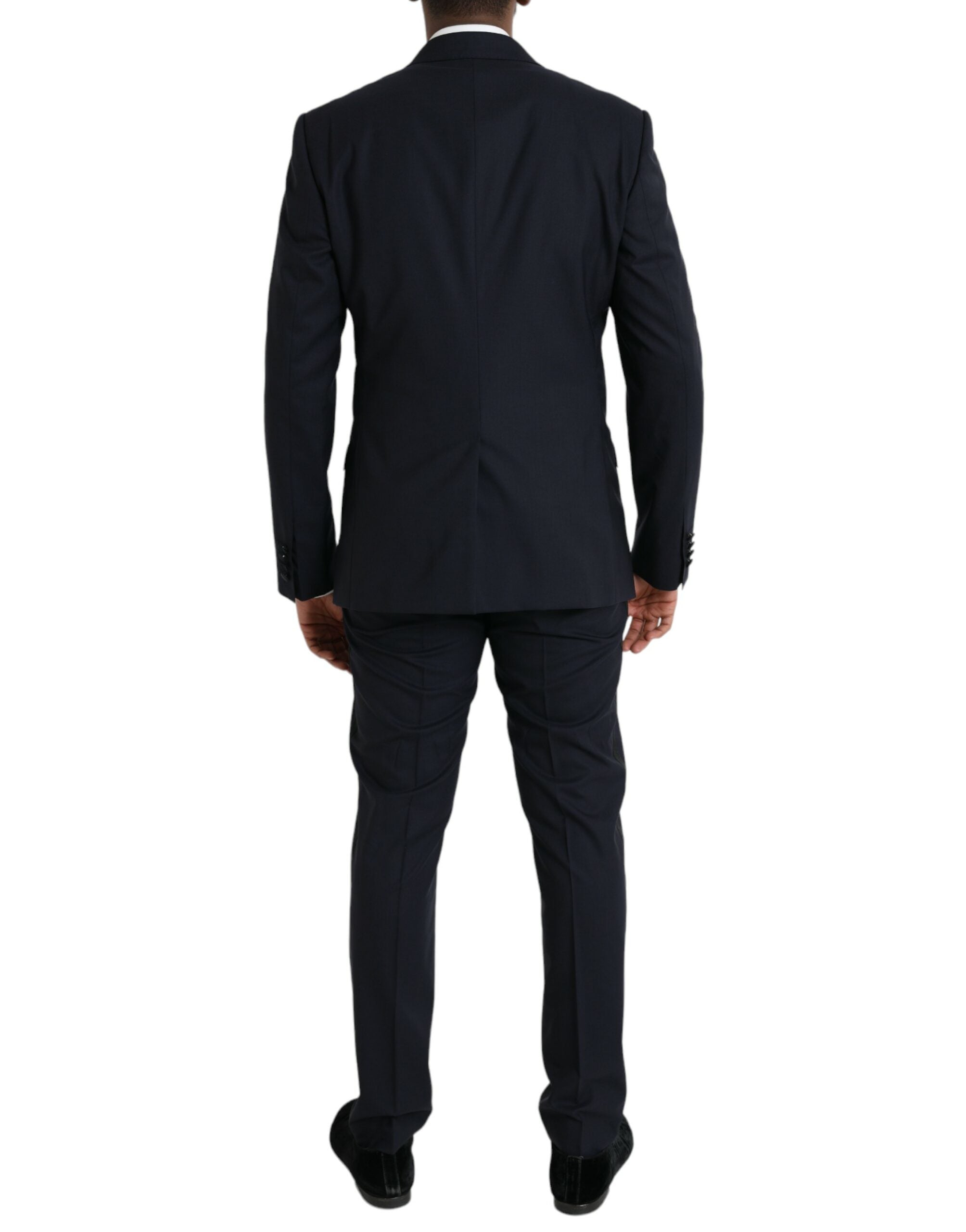 Dark Blue MARTINI Wool Formal 3 Piece Suit - ventzia