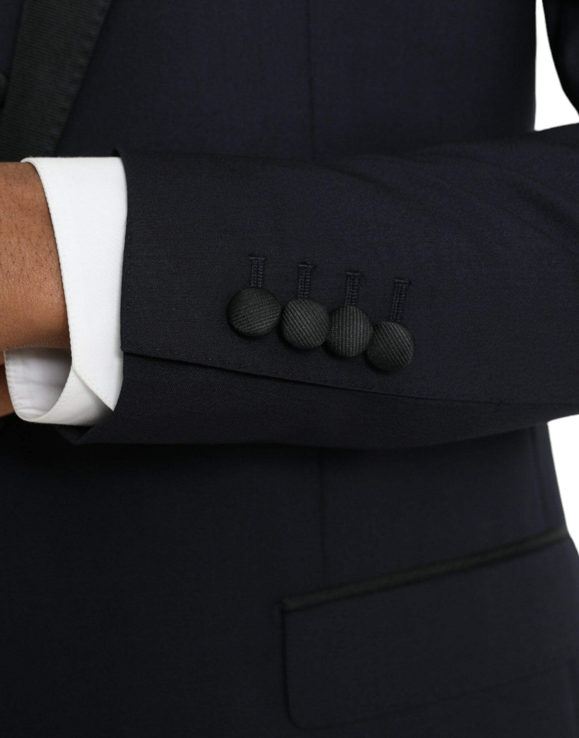 Dark Blue MARTINI Wool Formal 3 Piece Suit - ventzia