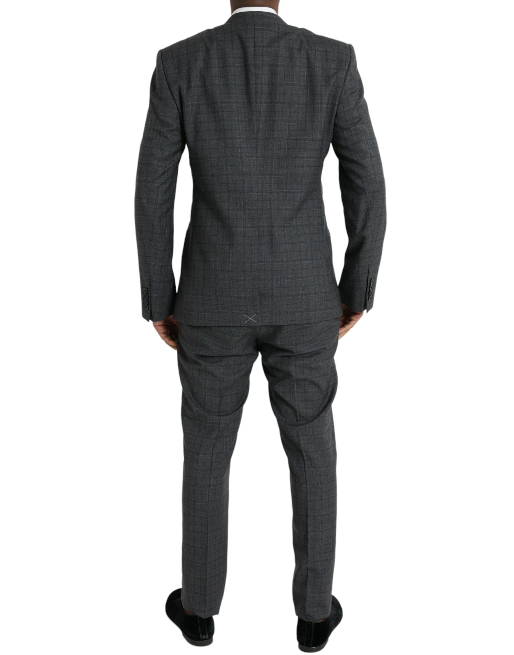 Gray Plaid Wool MARTINI Formal 2 Piece Suit - ventzia