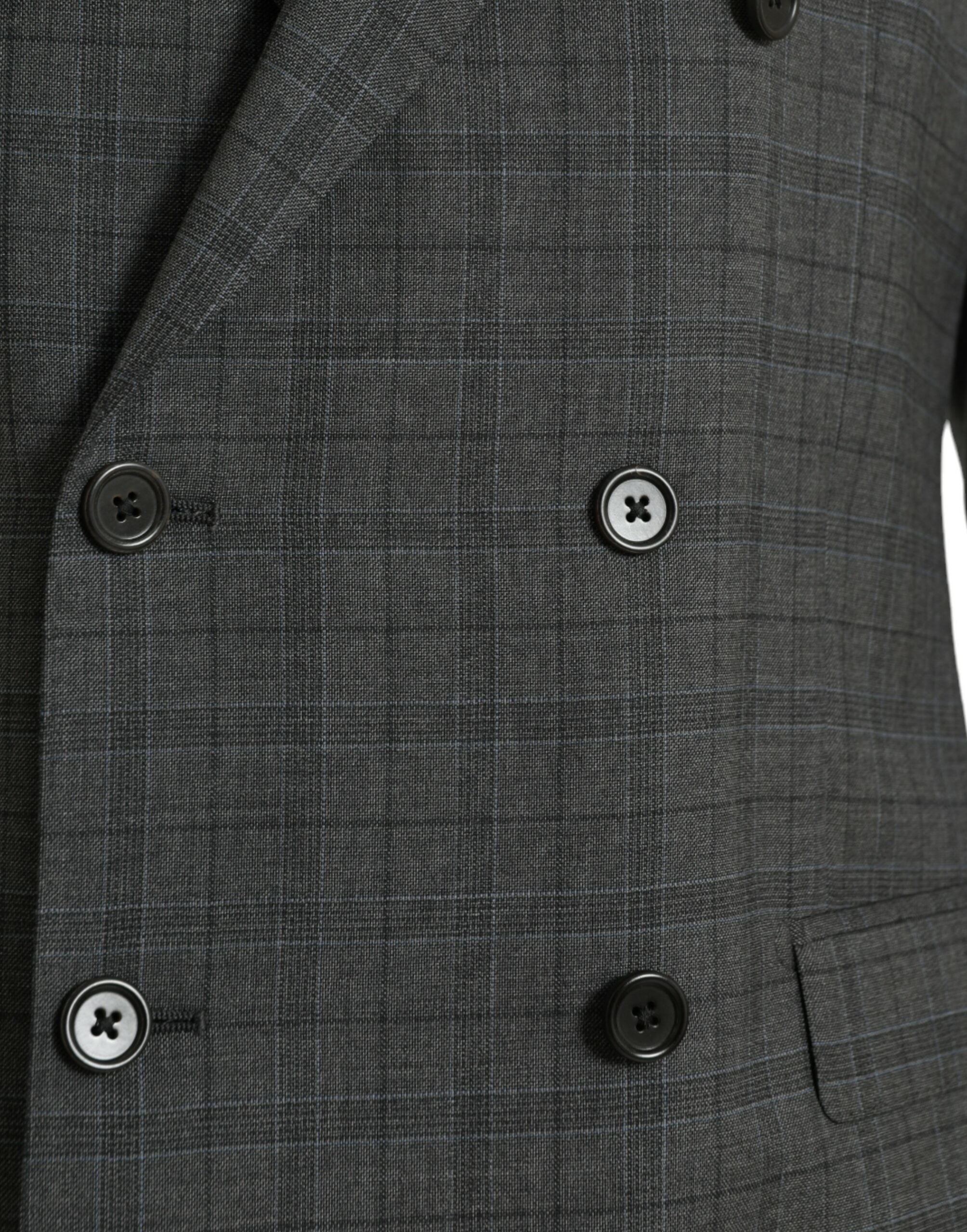 Gray Plaid Wool MARTINI Formal 2 Piece Suit - ventzia