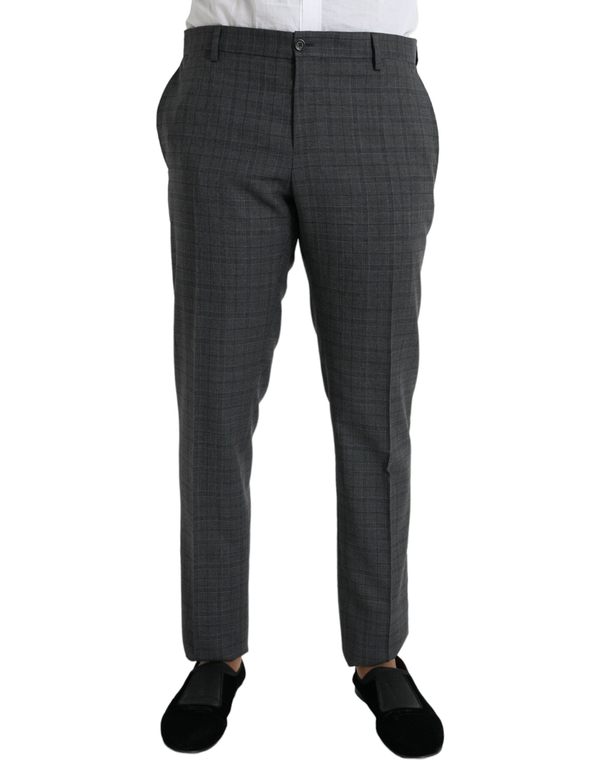 Gray Plaid Wool MARTINI Formal 2 Piece Suit - ventzia