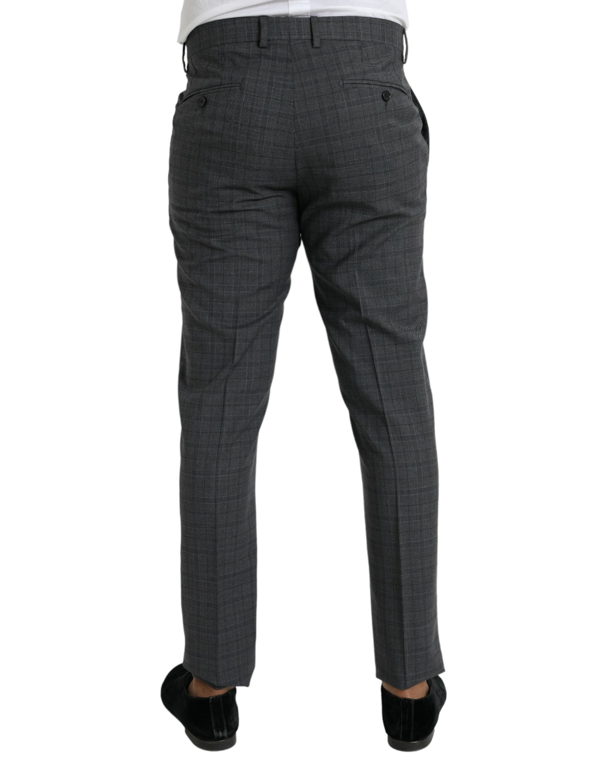Gray Plaid Wool MARTINI Formal 2 Piece Suit - ventzia
