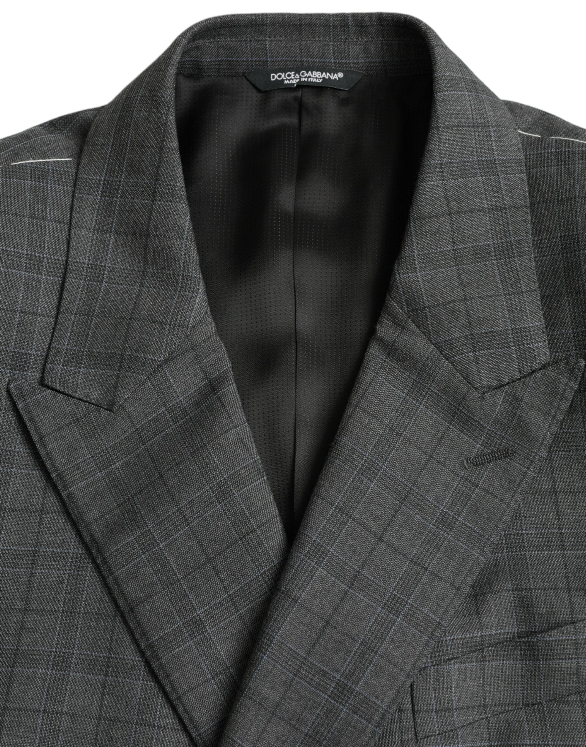 Gray Plaid Wool MARTINI Formal 2 Piece Suit - ventzia