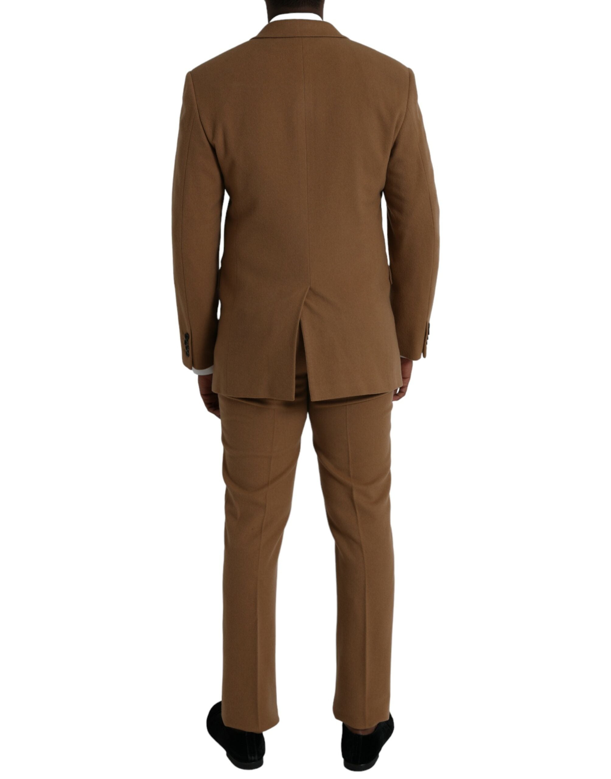 Brown Cashmere 2 Piece Single Breasted Suit - ventzia