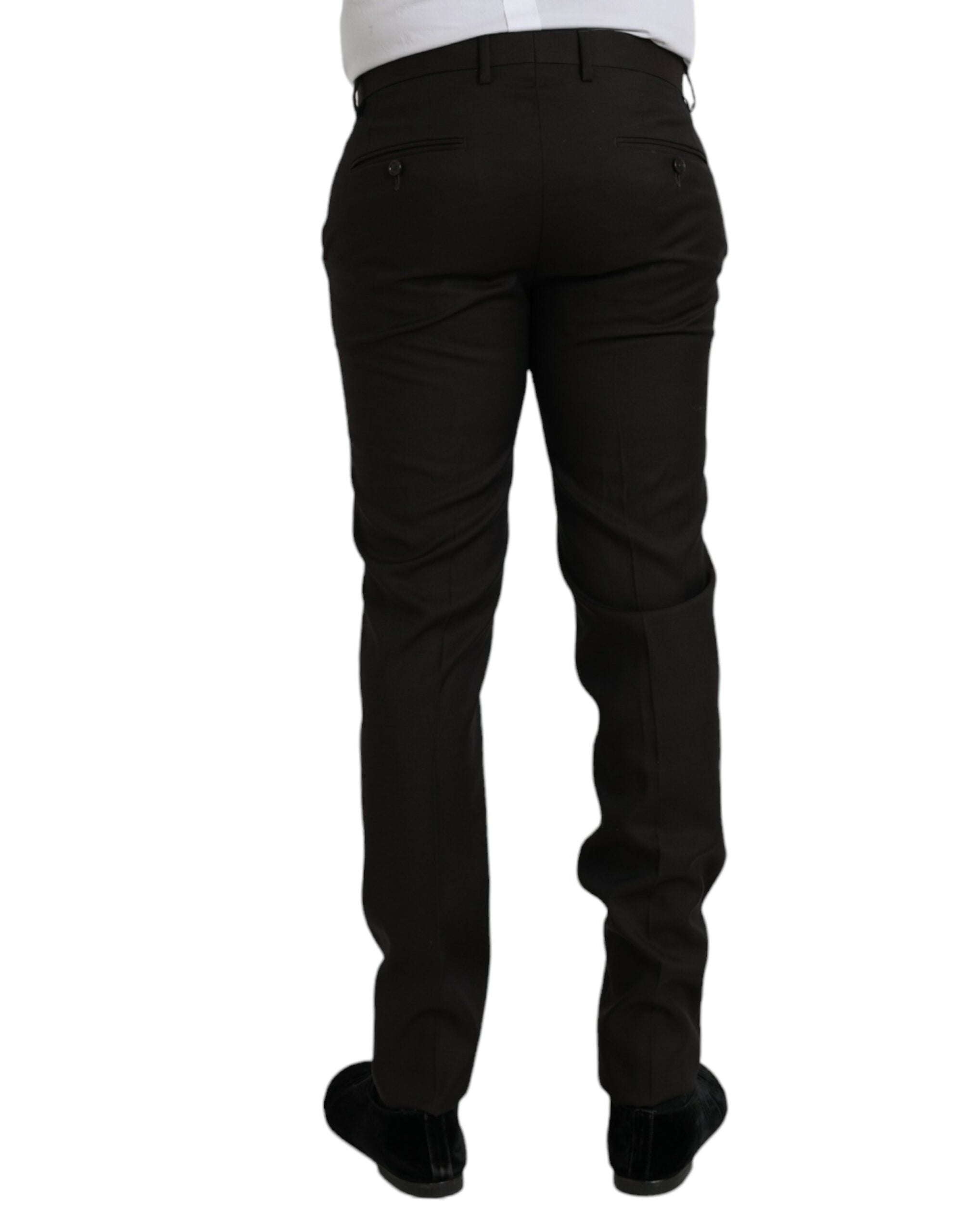 Dark Brown Wool Slim Fit Formal Pants - ventzia