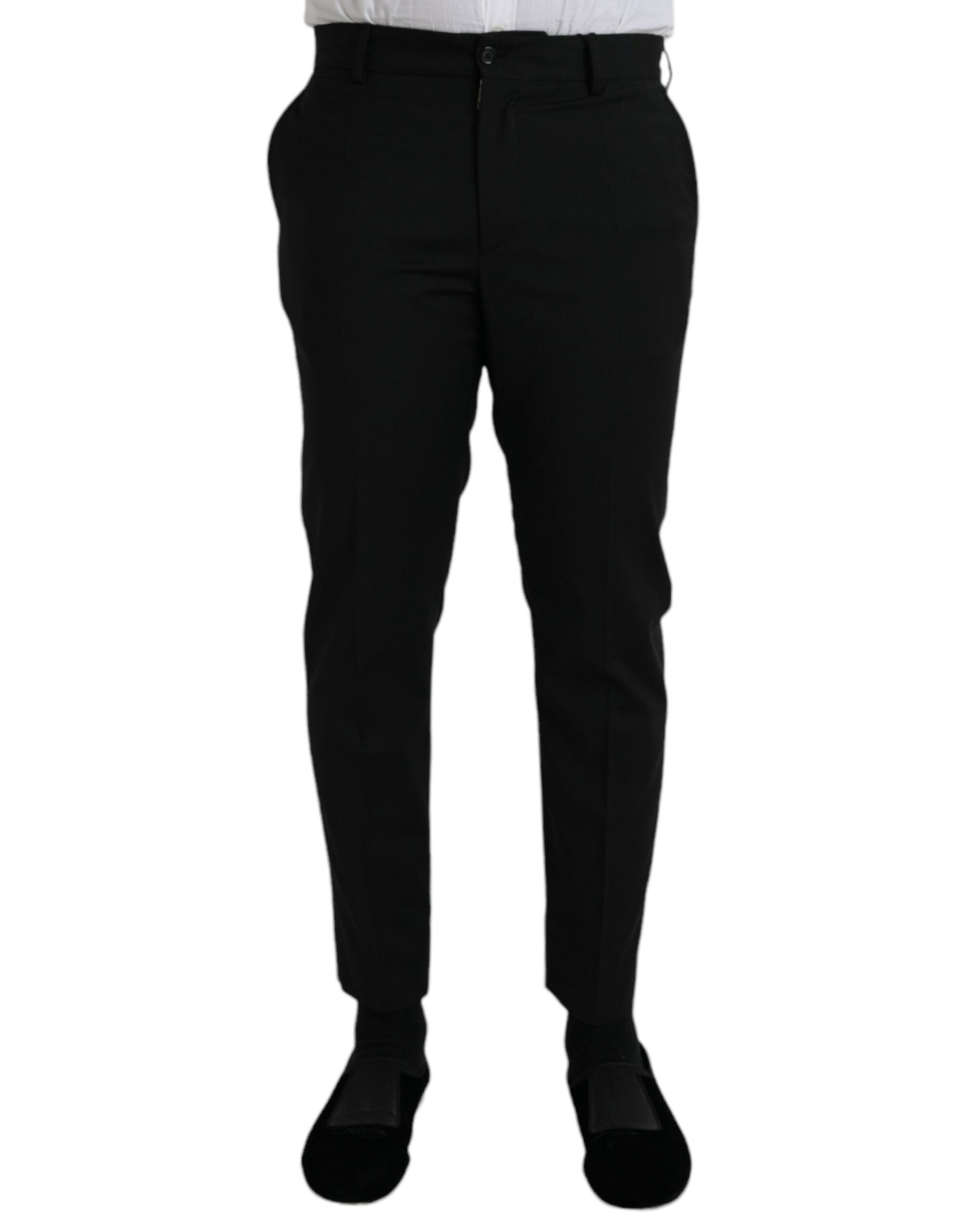 Black Wool SlimFit Dress Formal Pants - ventzia