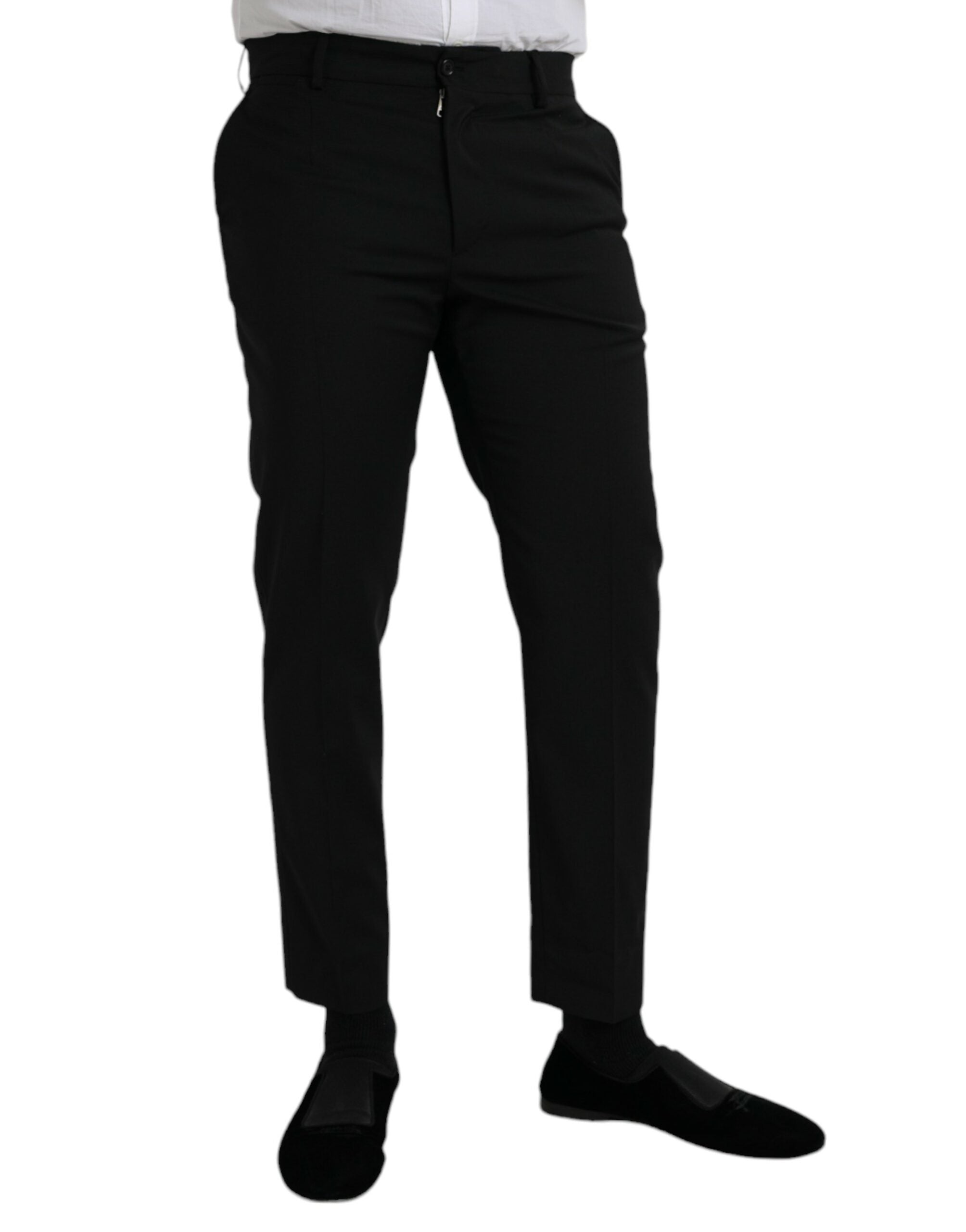 Black Wool SlimFit Dress Formal Pants - ventzia