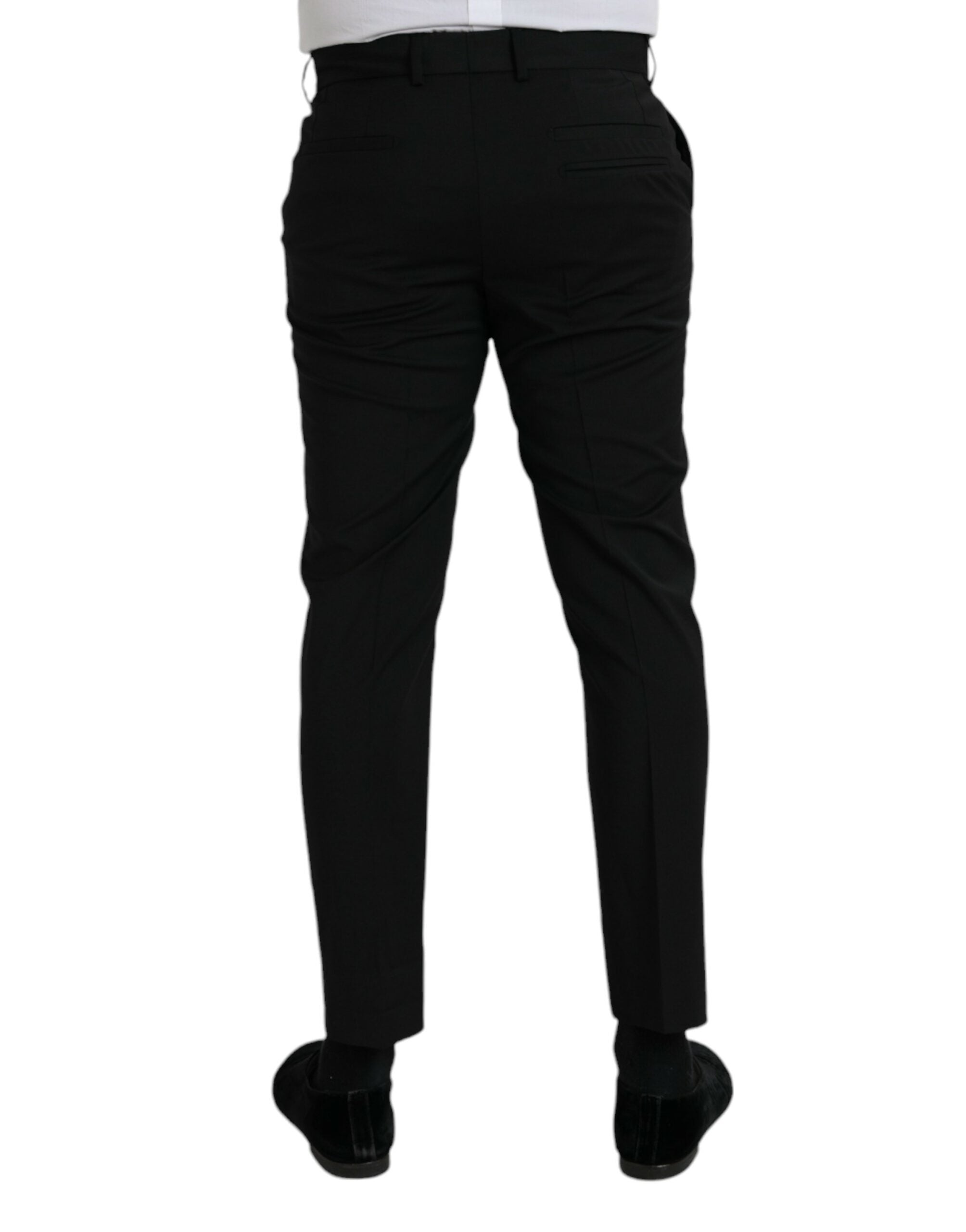 Black Wool SlimFit Dress Formal Pants - ventzia