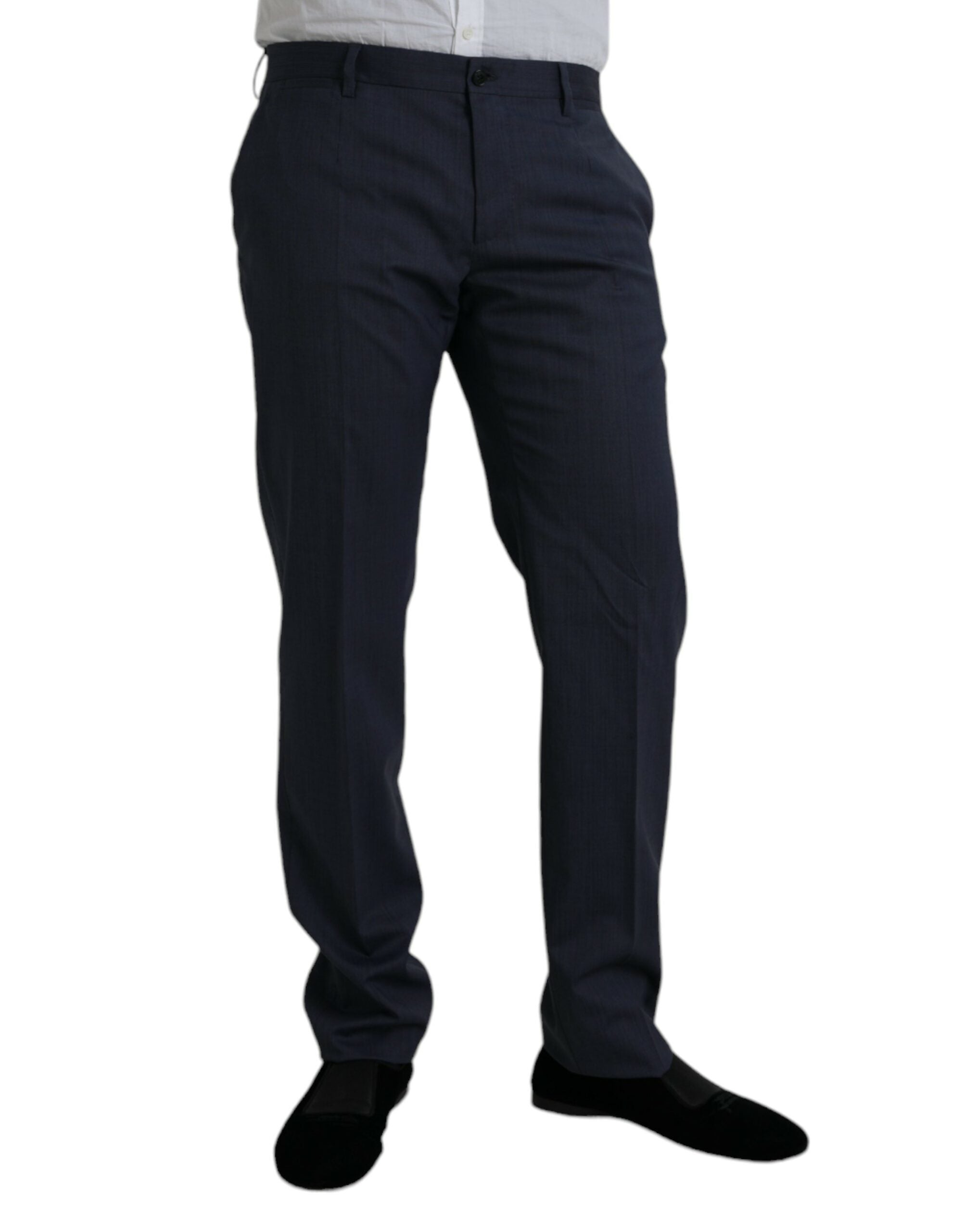 Blue Wool Slim Fit Dress Formal Pants - ventzia